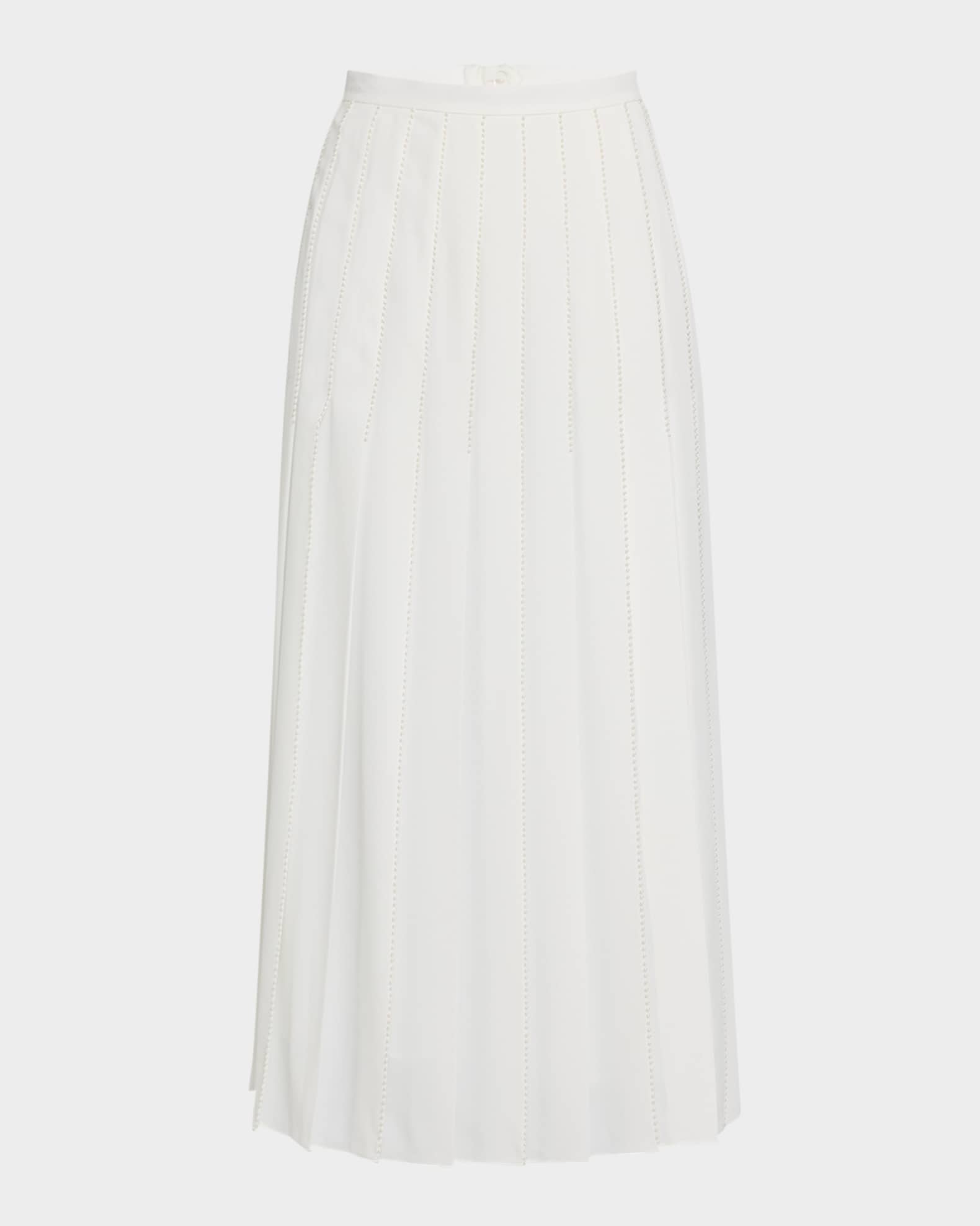 Pleated Hand-Beaded Midi Skirt 0