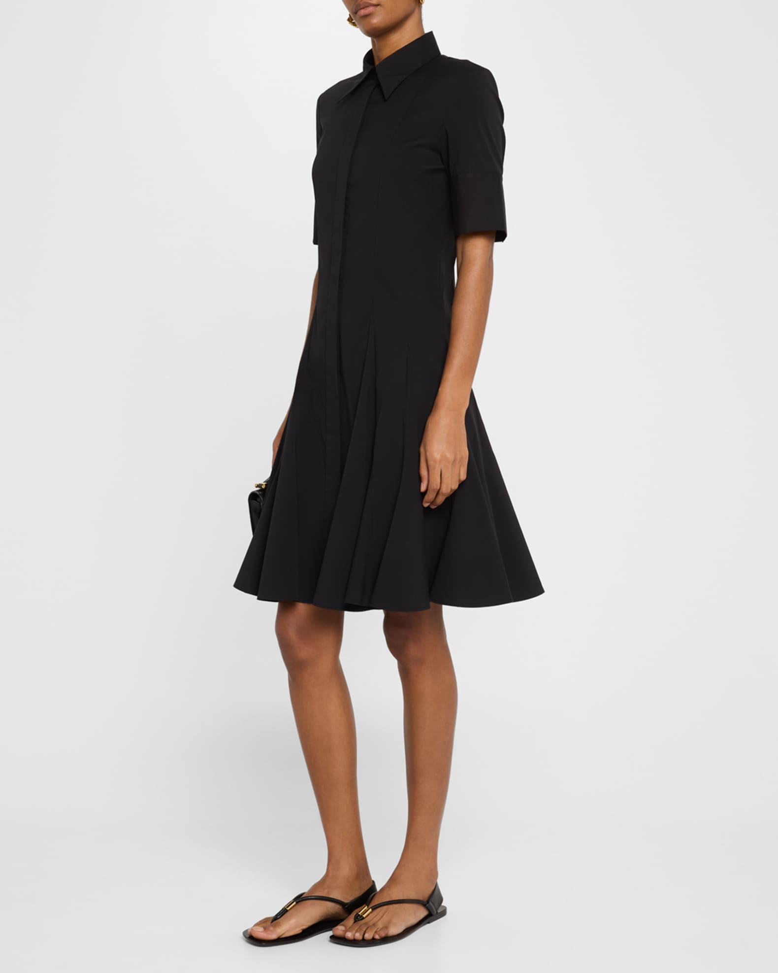 Lafayette 148 New York Godet Peplum Shirt Dress Black