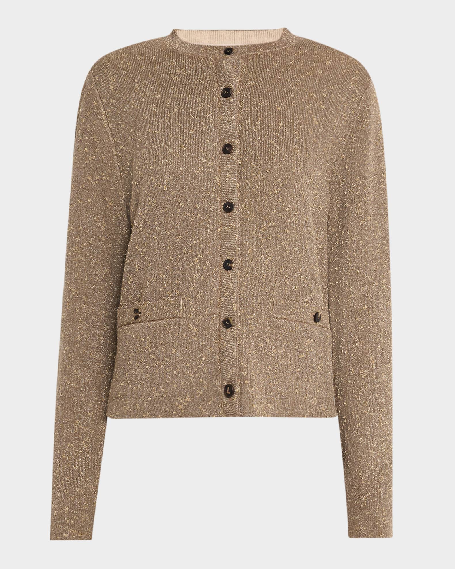 Button-Down Shimmer Knit Cardigan 0