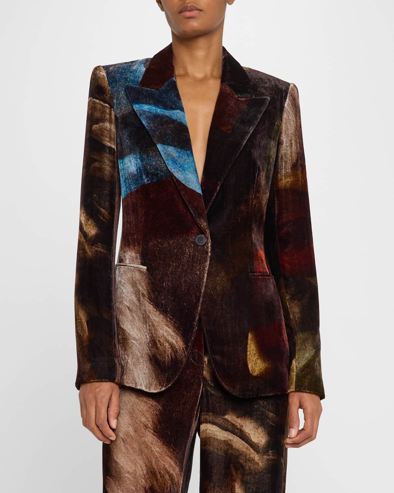 Single Button Tailored Velvet Blazer