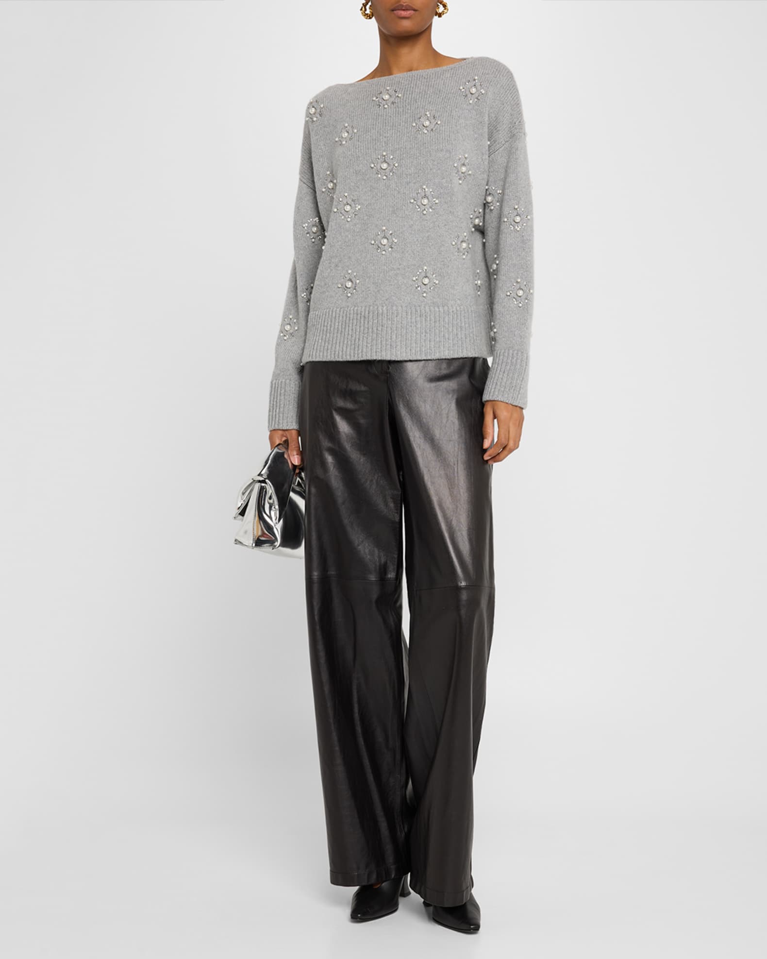 Beaded Bateau-Neck Sweater - Thumbnail 2