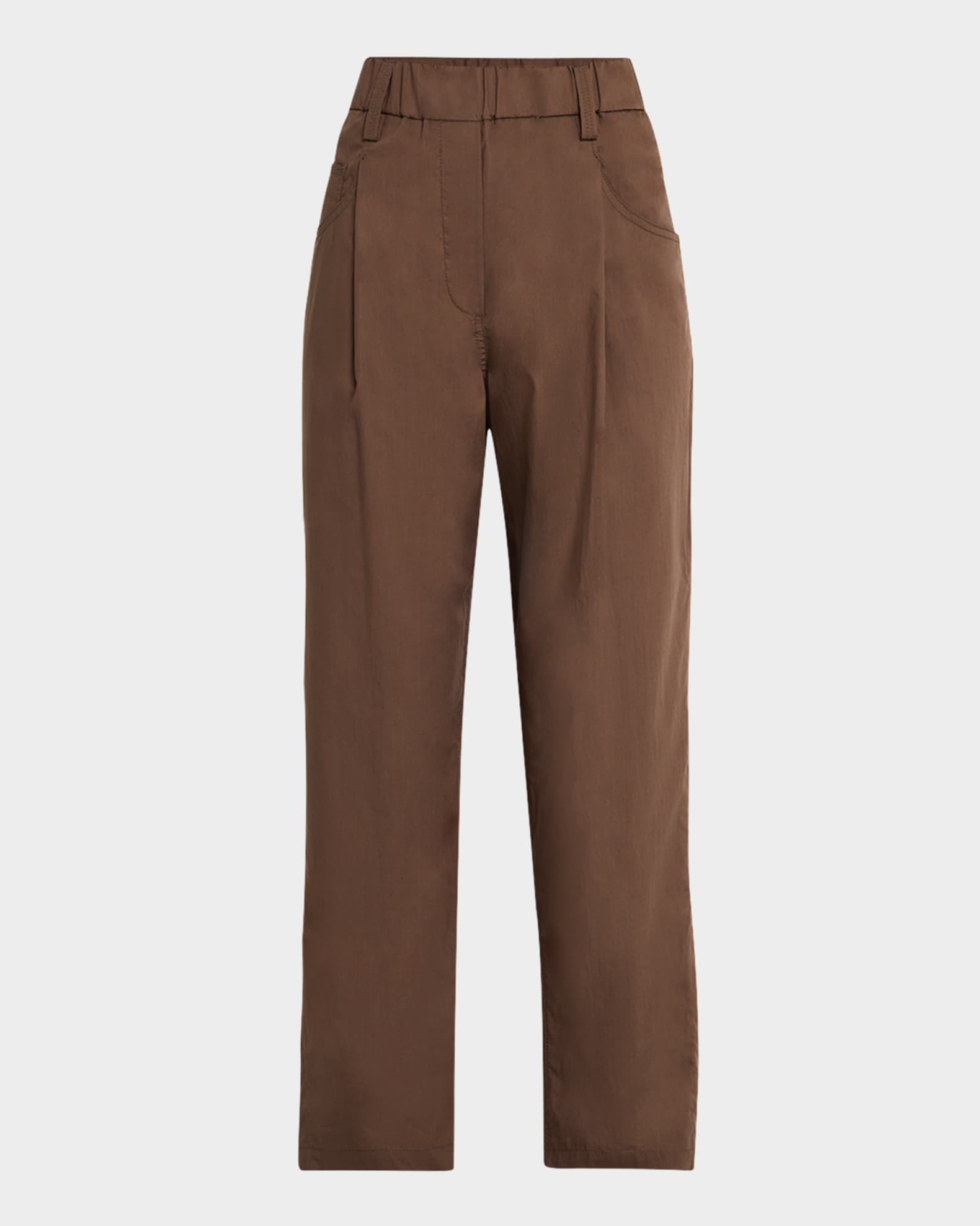 Poplin Baggy Straight-Leg Crop Pull-On Pants 0