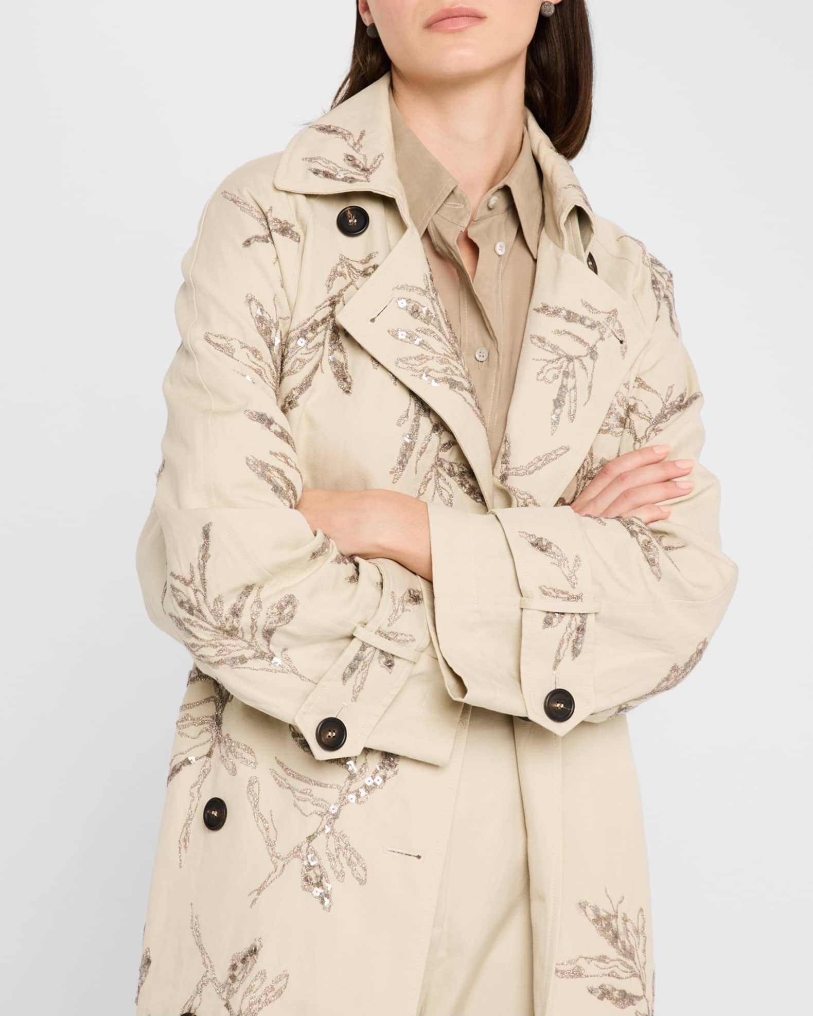 Brunello Cucinelli Herbarium Paillette Embroidered Belted