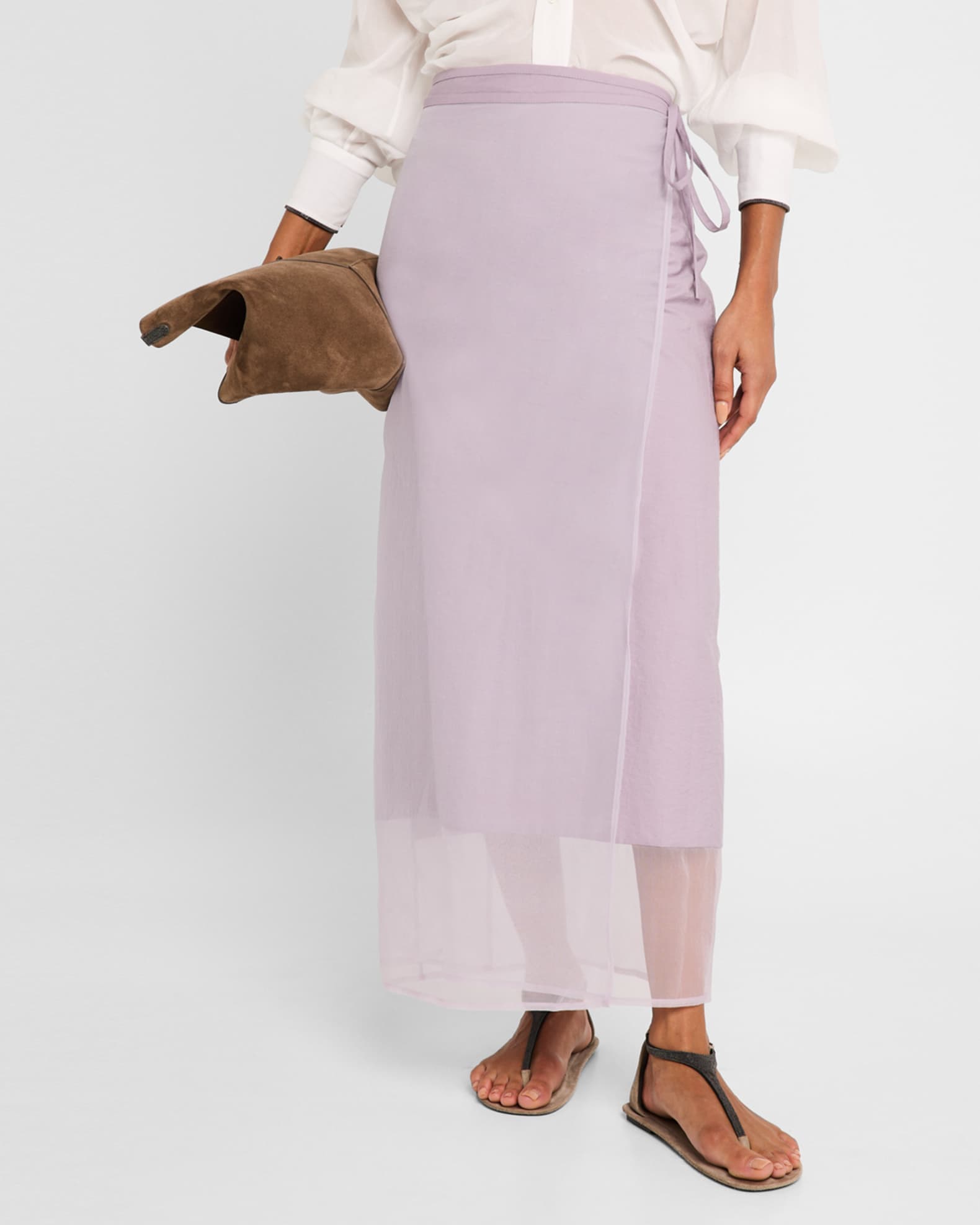 スカート BRUNELLO CUCINELLI Fluid skirt in cotton blend Brunello Cucinelli - Panama Fluid Linen Skirt | Mitchell Stores