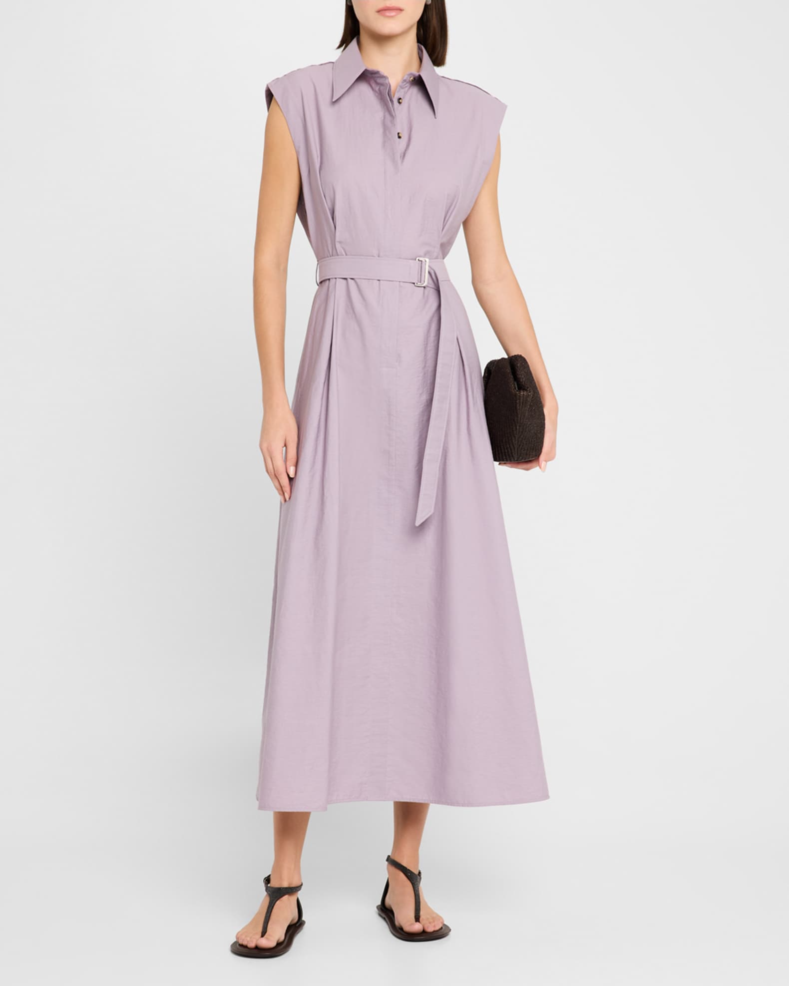 Brunello Cucinelli★素敵！Asymmetric Shirt Dress Brunello Cucinelli Asymmetric Wool-Silk Monilli Shirt Dress