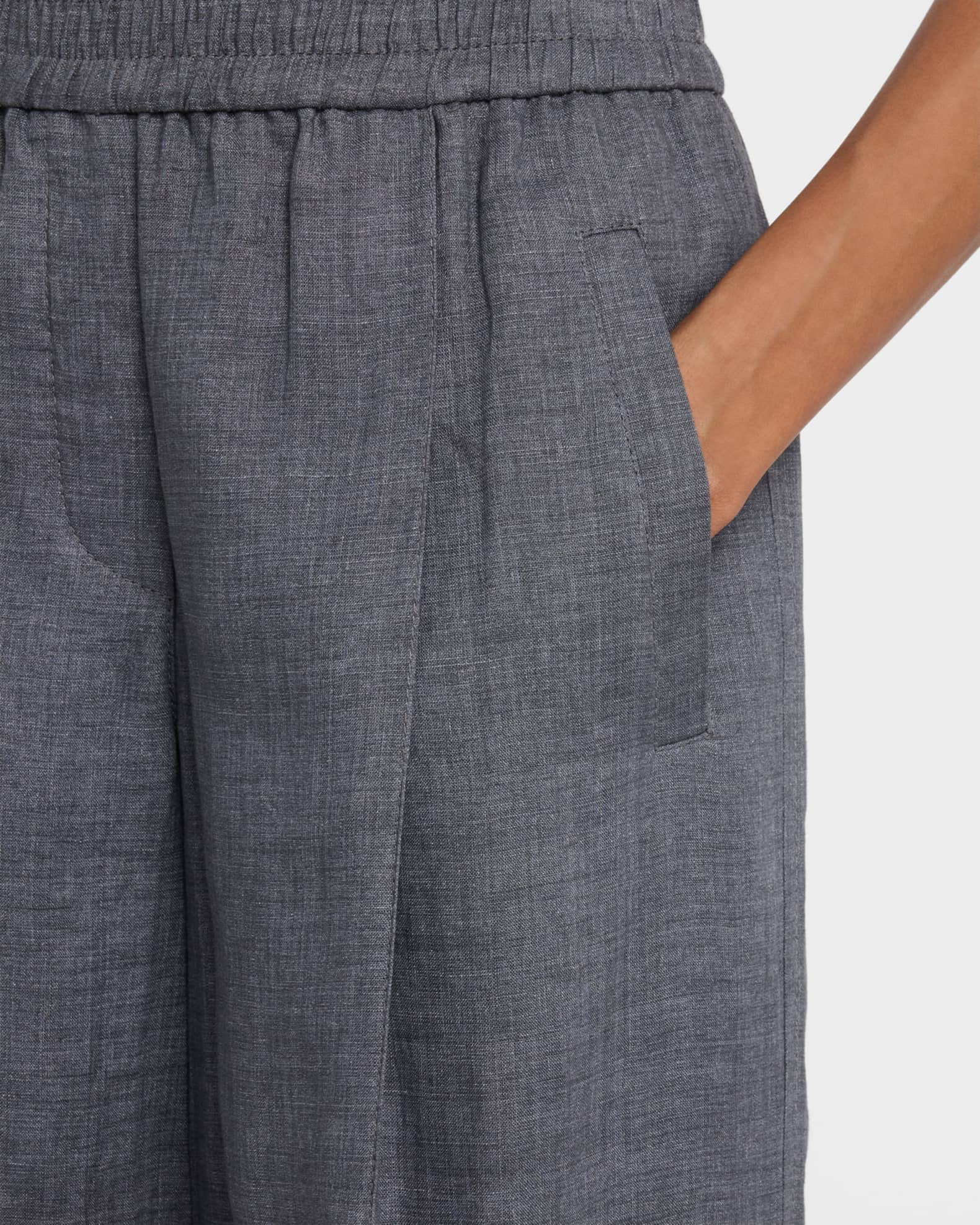 Brunello Cucinelli Pleated Wide-Leg Linen Pull-On Trackpants