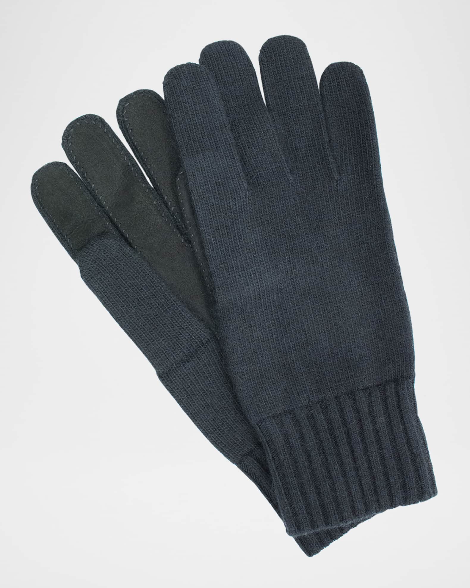 Men's Knit Gloves with Suede Palm 0