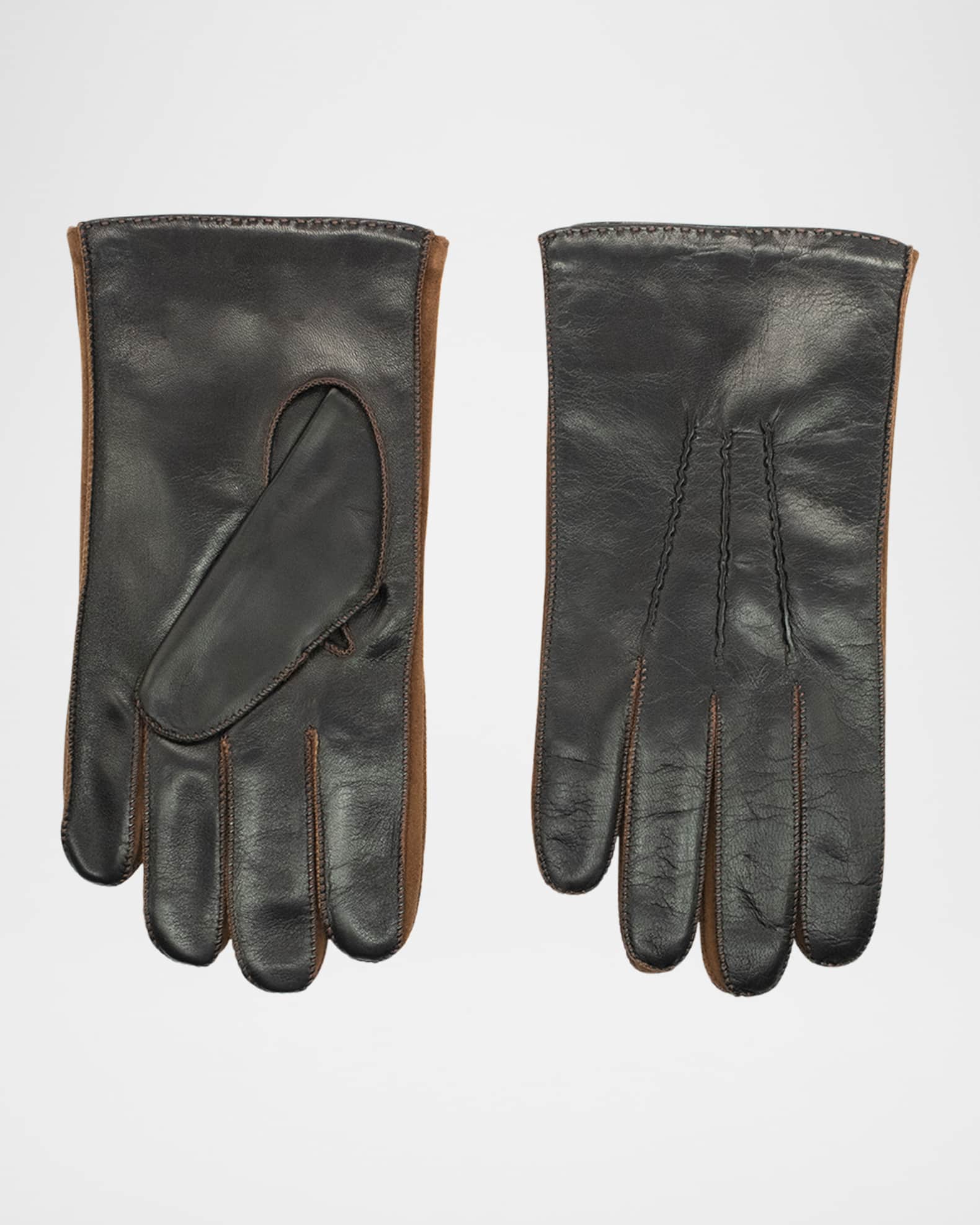 Men's Leather Gloves with Contrast Suede 1