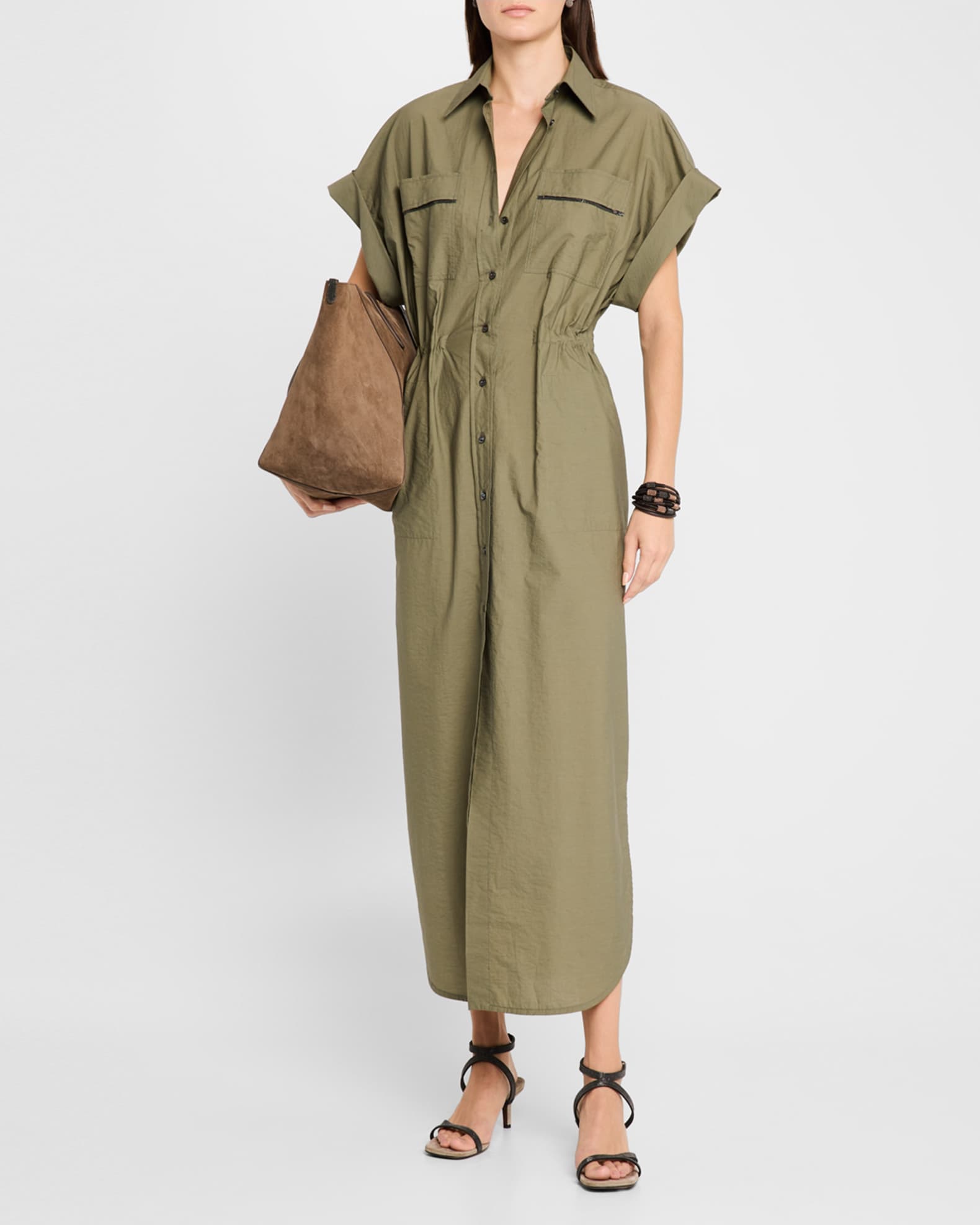 Brunello Cucinelli Monili-Trim Short-Sleeve Techno Cotton Brunello Cucinelli Monili-Trim Short-Sleeve Techno Cotton