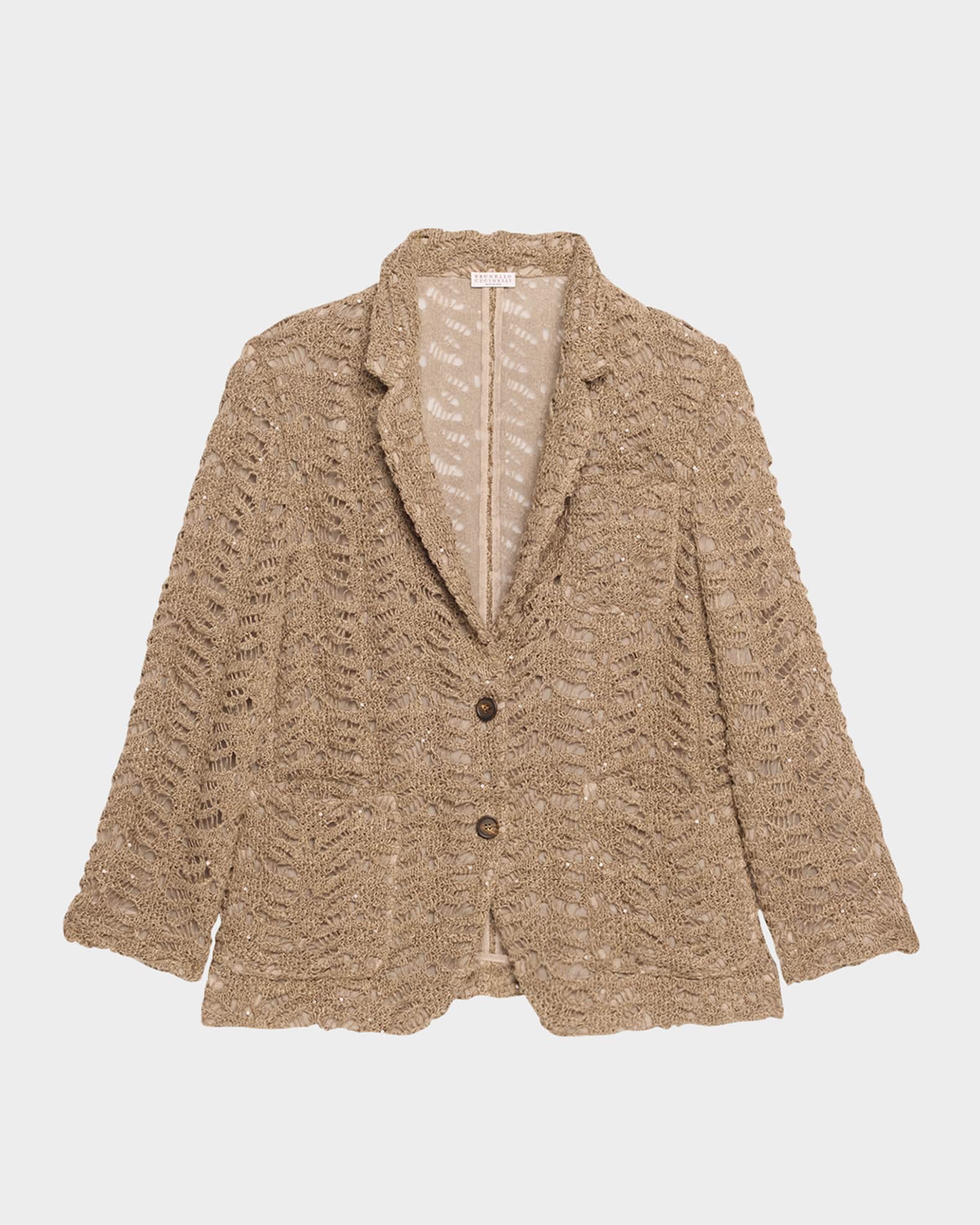 Brunello Cucinelli Luxe Paillette Lace Knit Single-Breasted