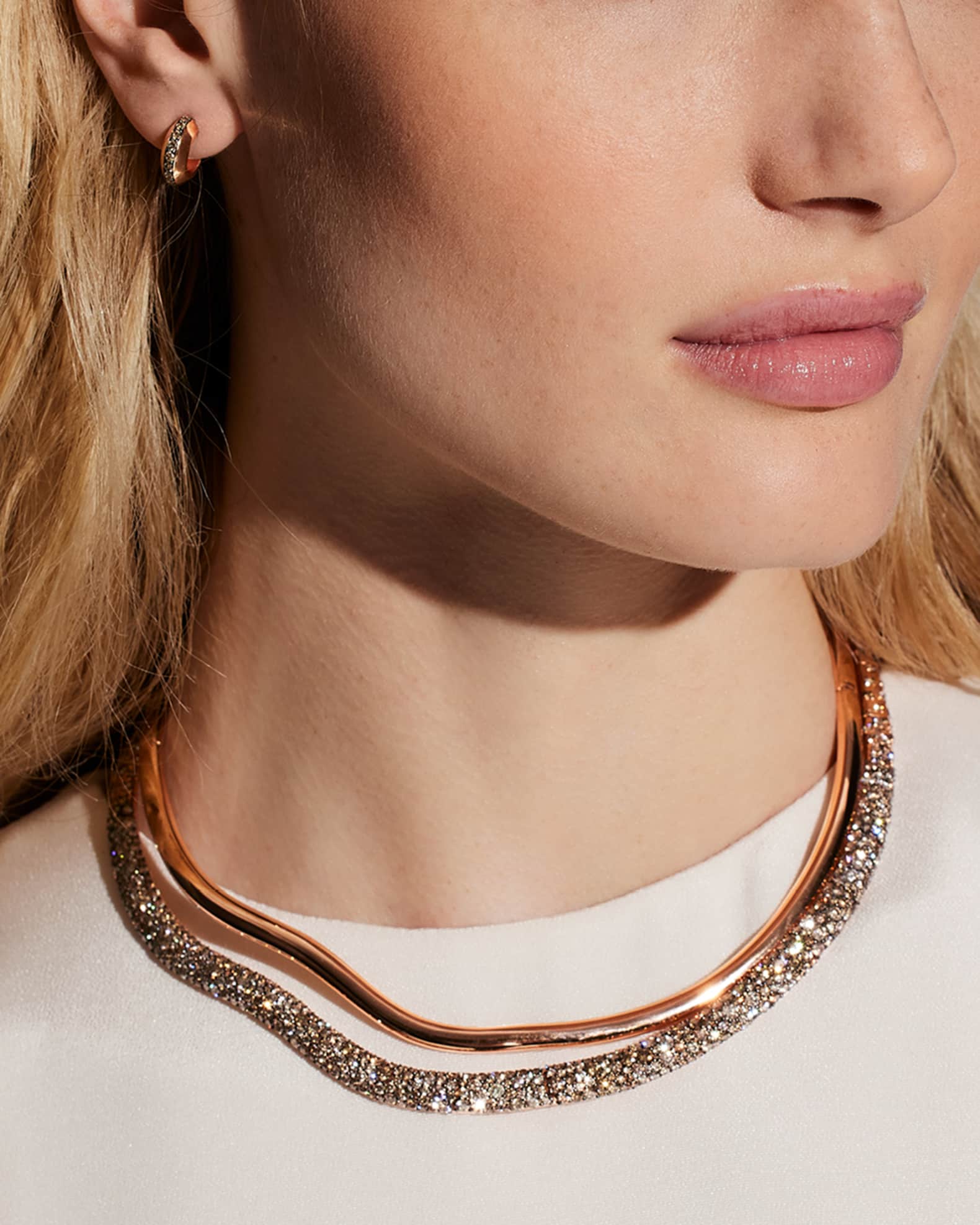 Rose gold wave necklace hotsell