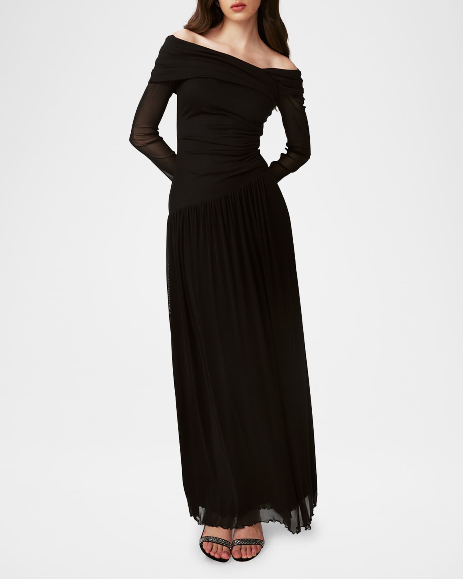 Aron Ruched Off-Shoulder Gown 1