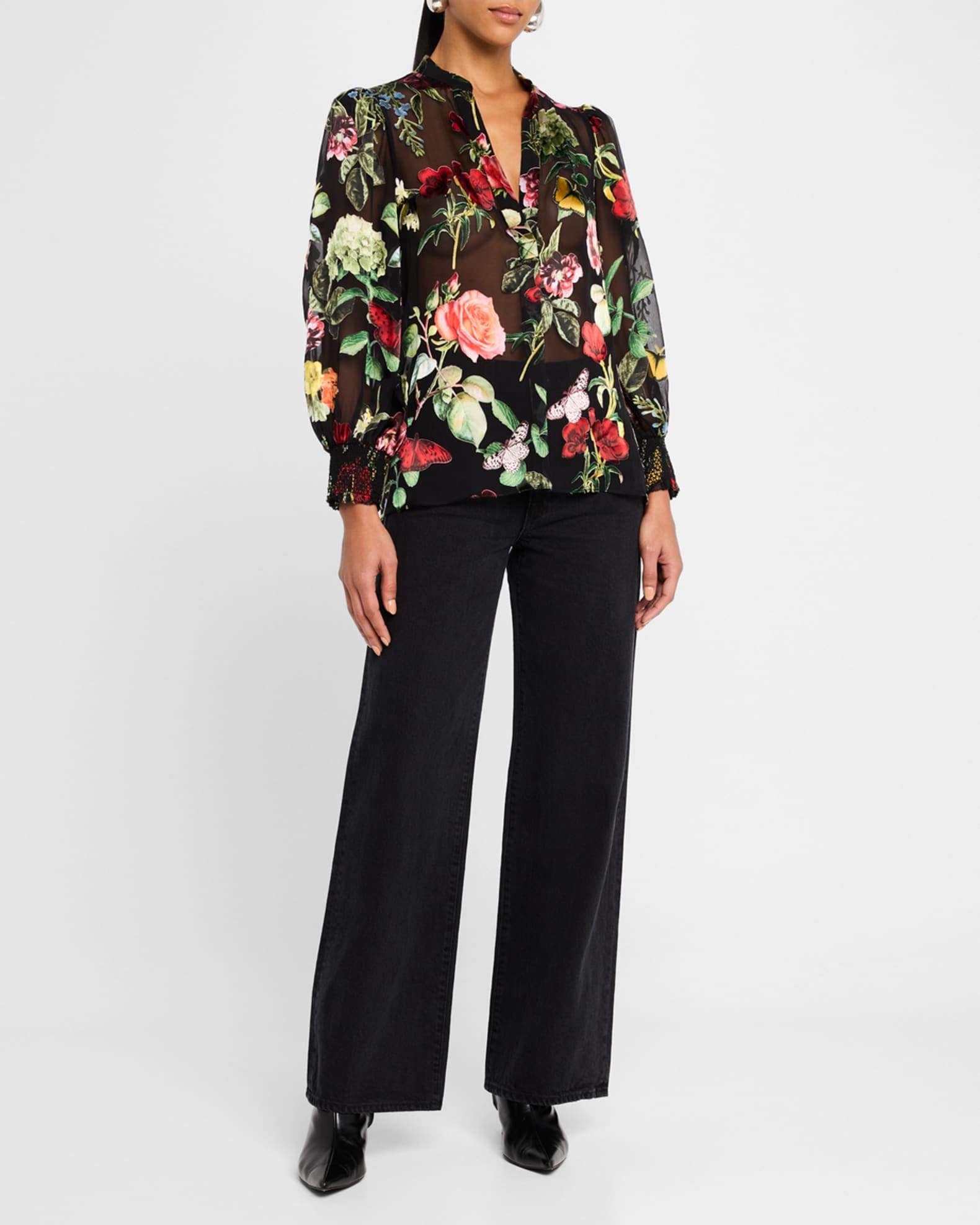 Sheila Floral Semi-Sheer Blouse 1