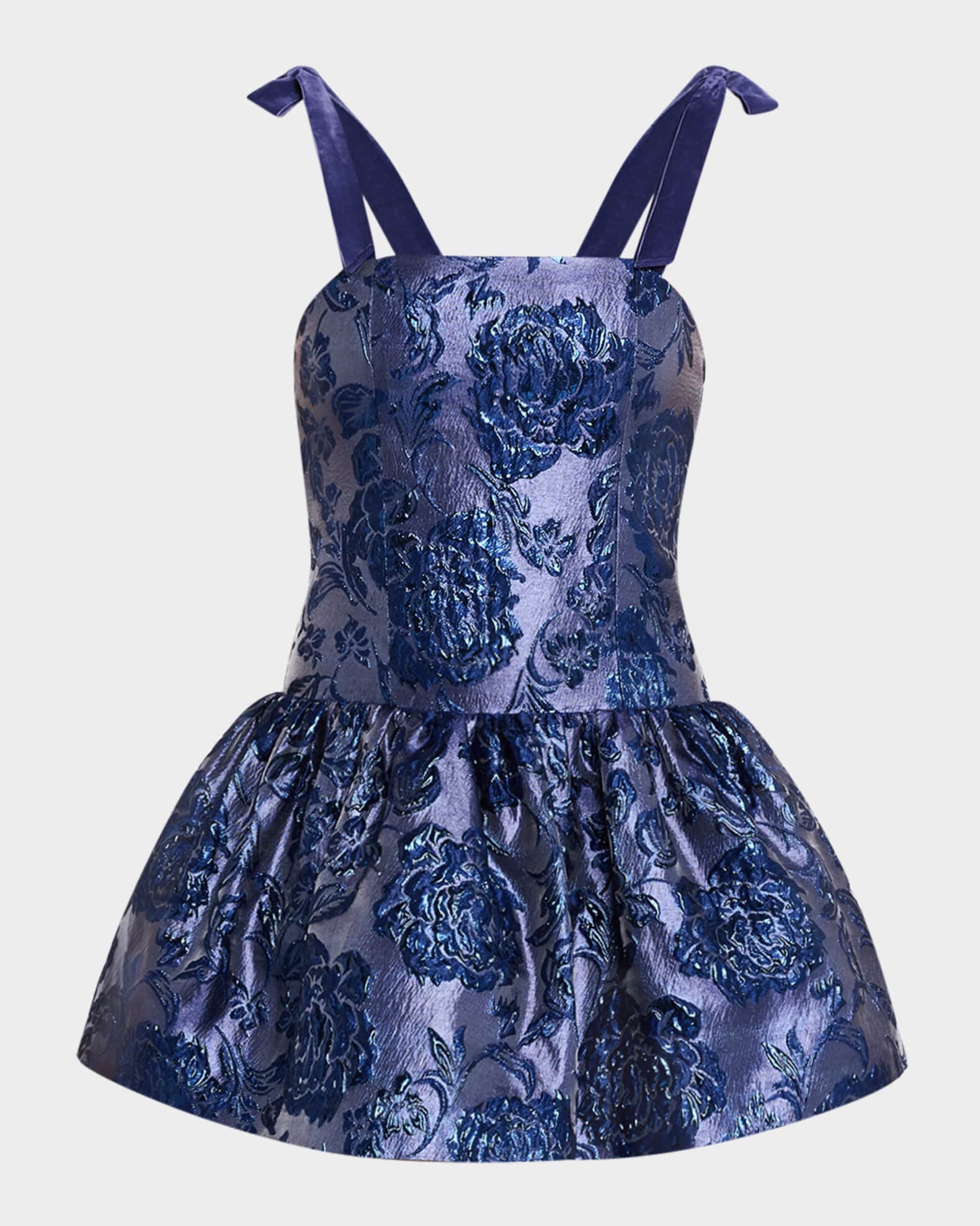 Maryann Tie-Shoulder Drop-Waist Mini Dress 0