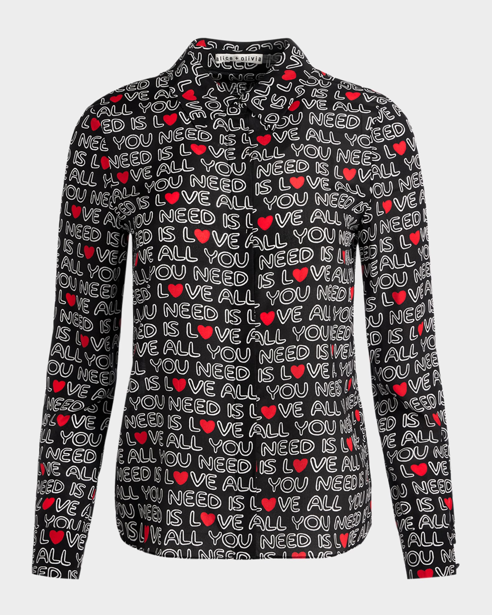 x The Beatles All You Need is Love Willa Silk Placket Top 0