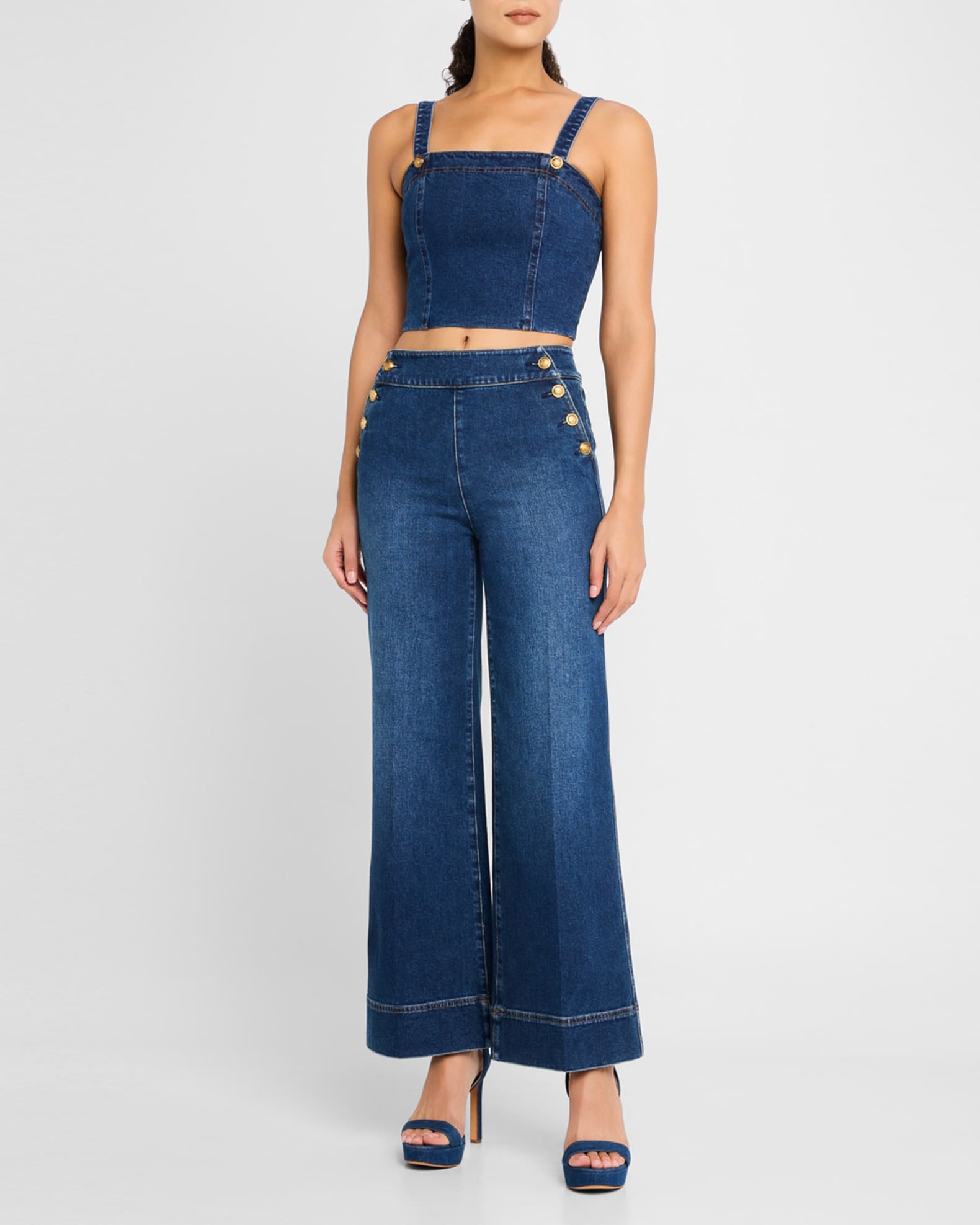 Sue Denim Bustier Cropped Top 1