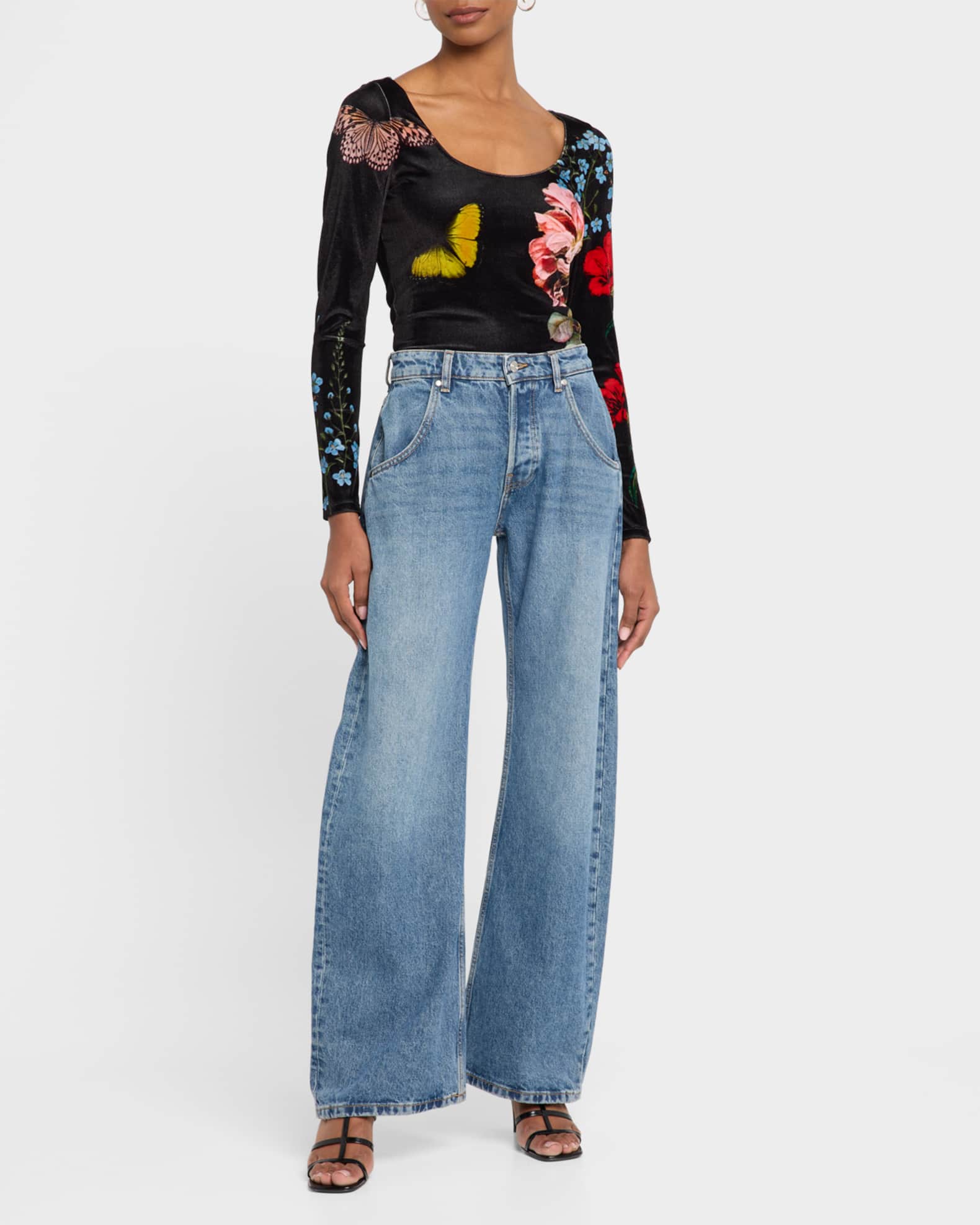 Delaina Scoop-Neck Velvet Top 1