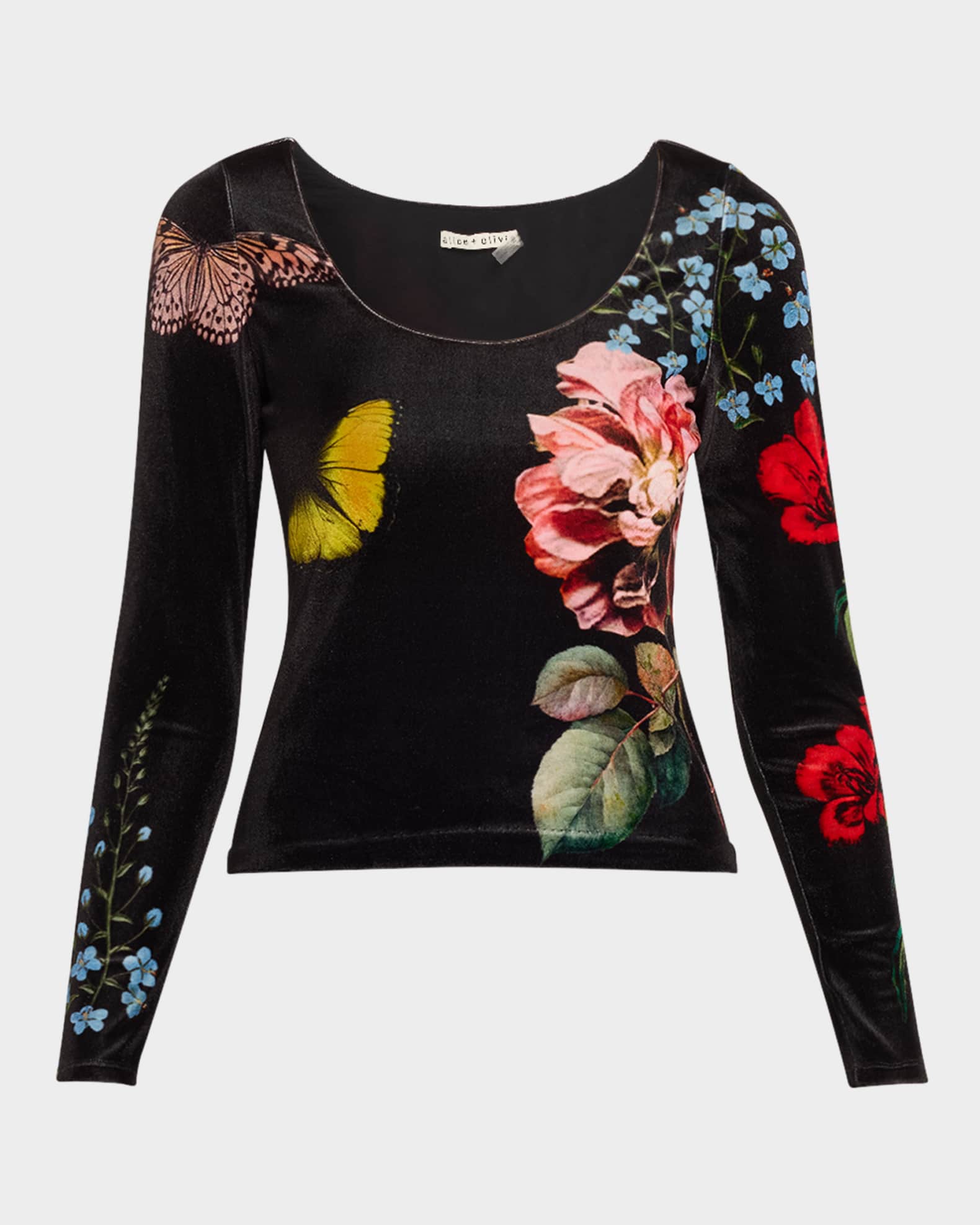 Delaina Scoop-Neck Velvet Top 0