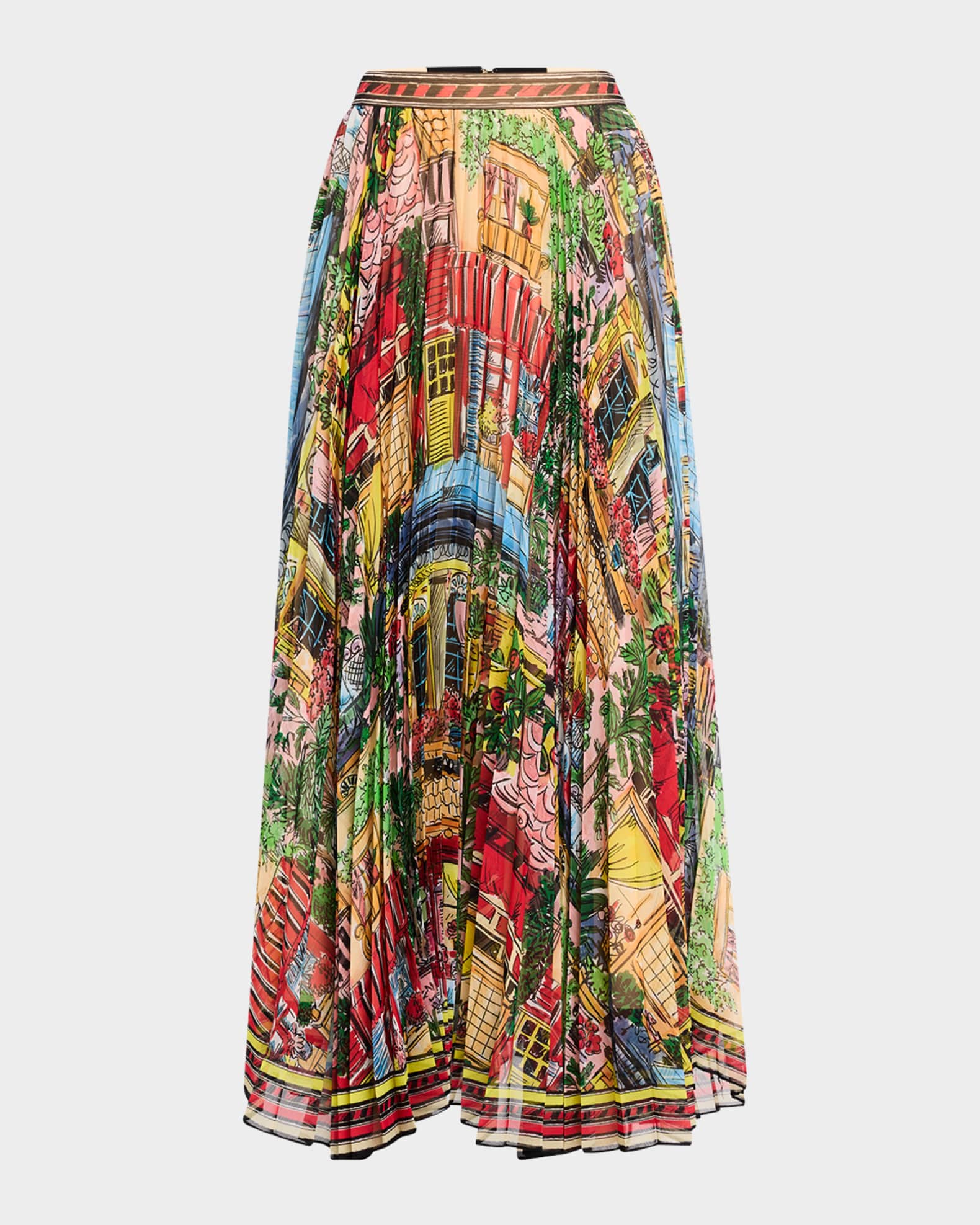 Vacation Dreams Katz Sunburst Pleated Maxi Skirt 0