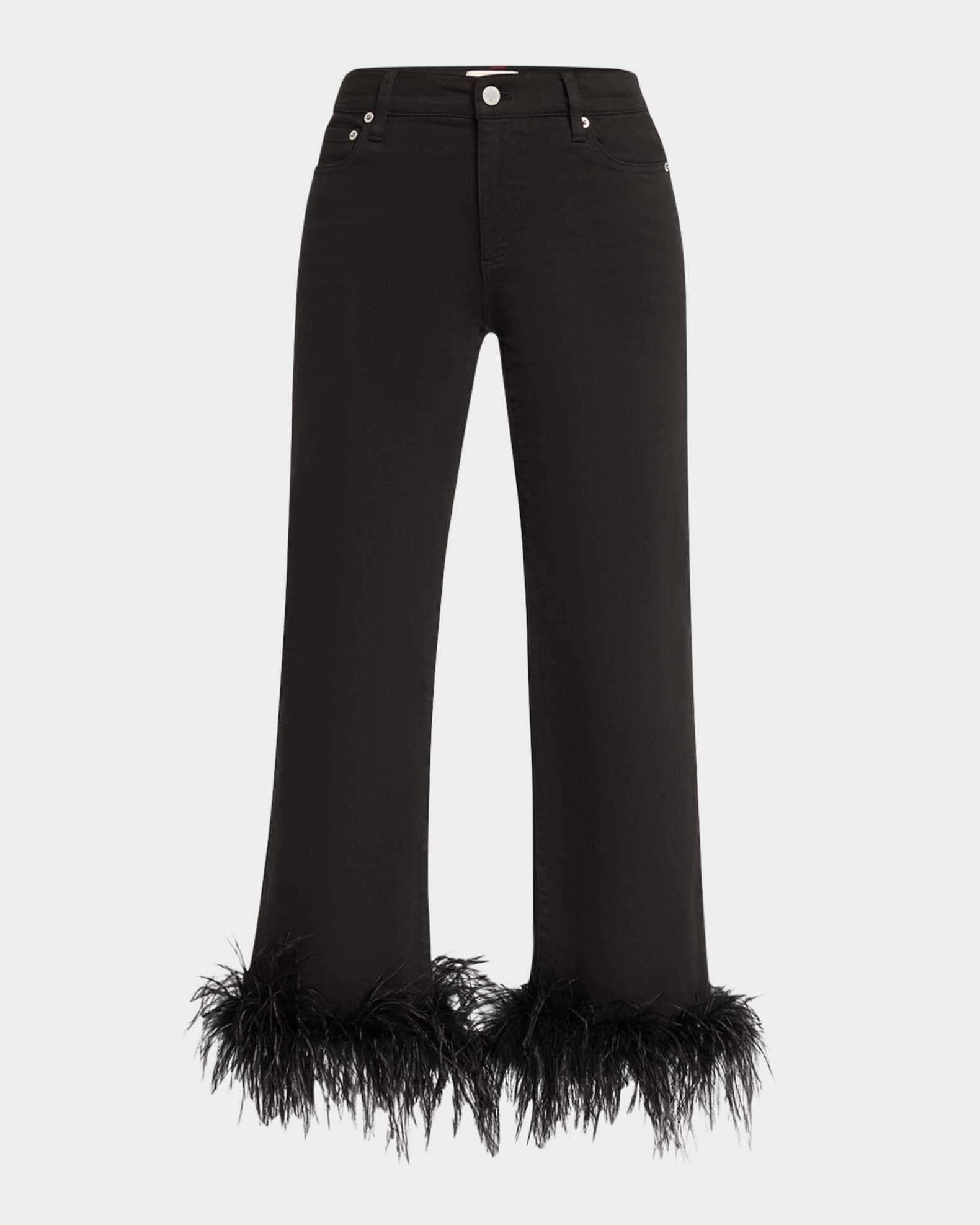 Roxie Low-Rise Flare Cropped Jeans with Feather Cuffs 0