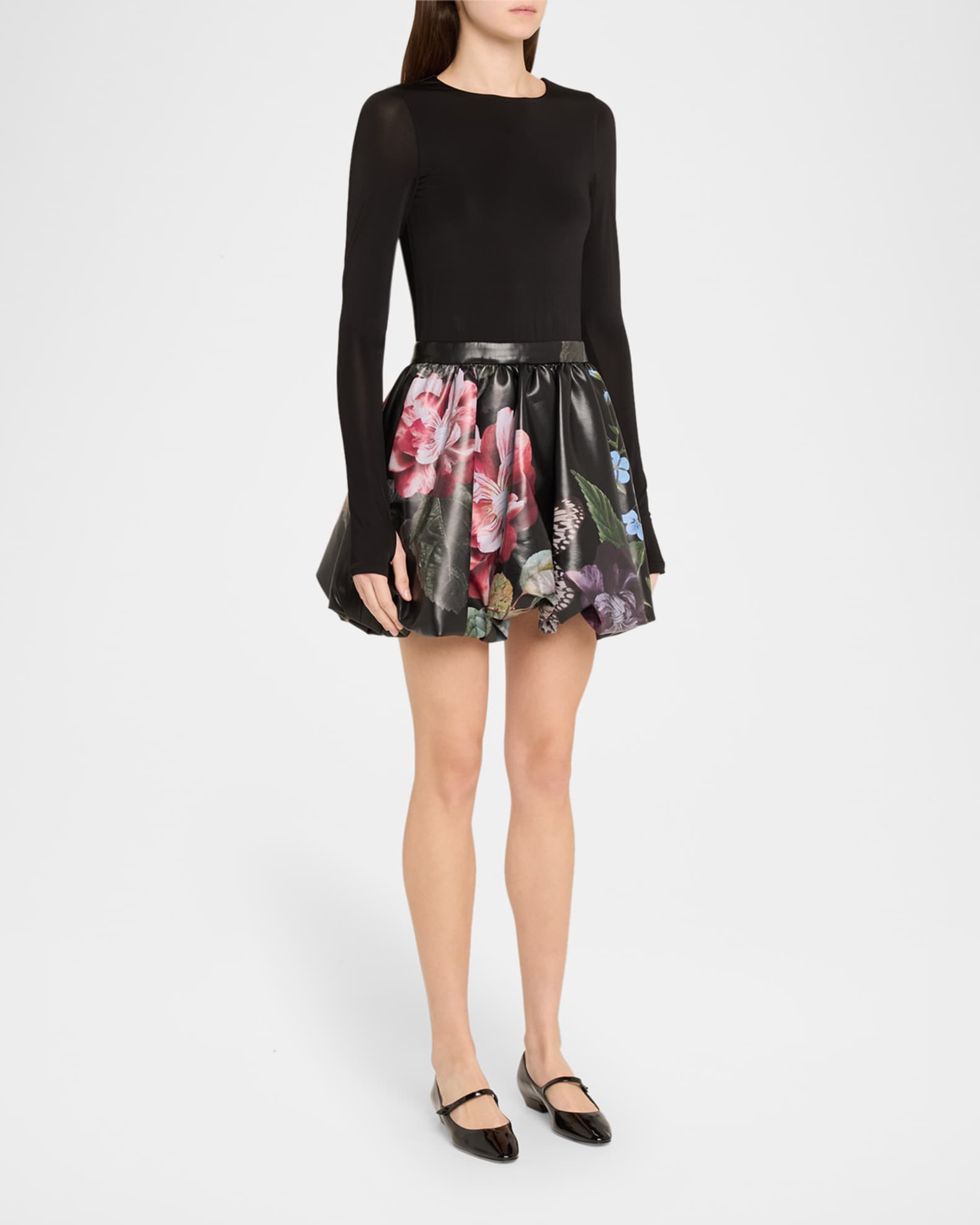 Alice + Olivia Chara Long-Sleeve Bubble Mini Dress | Neiman