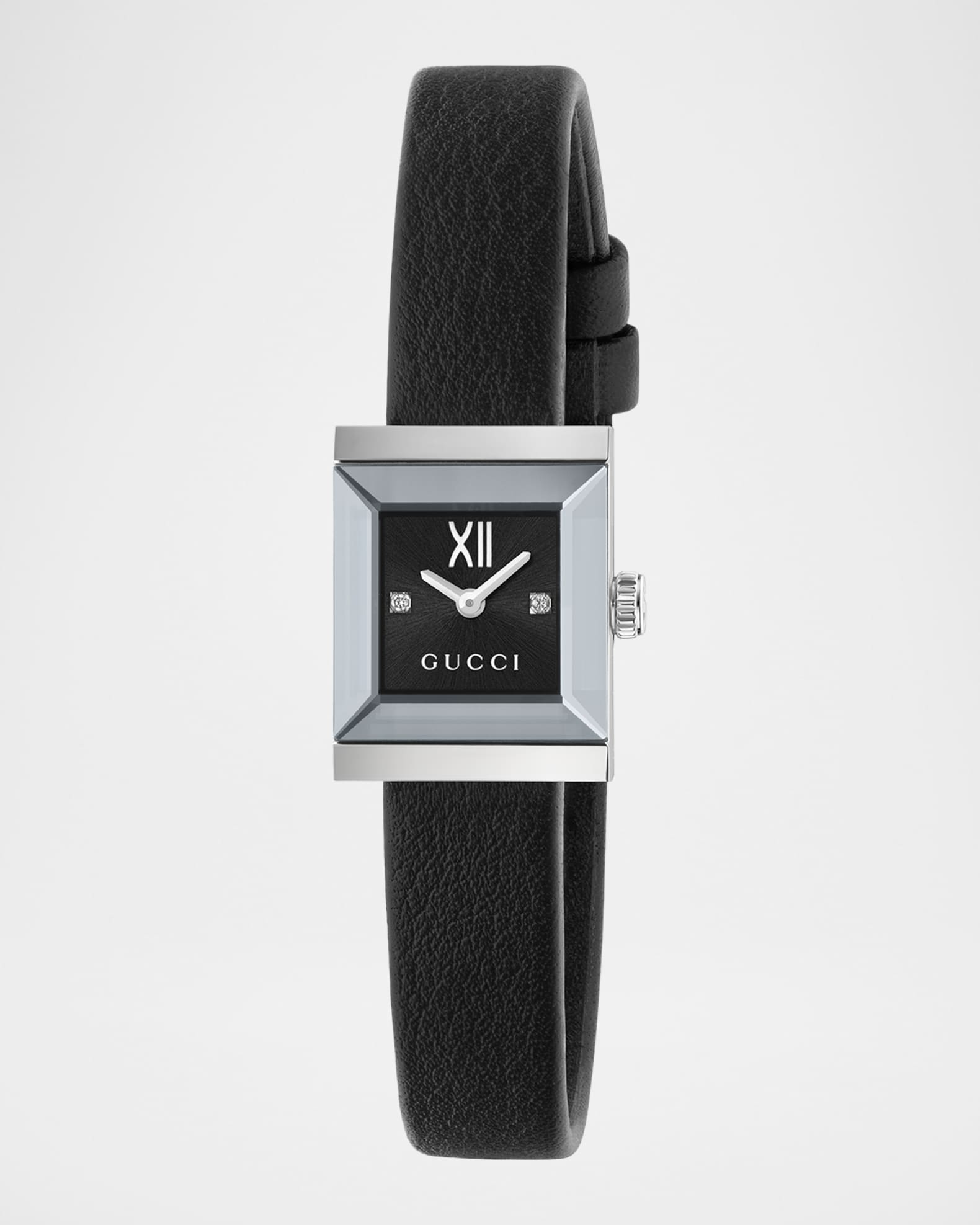 Gucci 14x18mm G-Frame Small Square Watch with Leather Strap