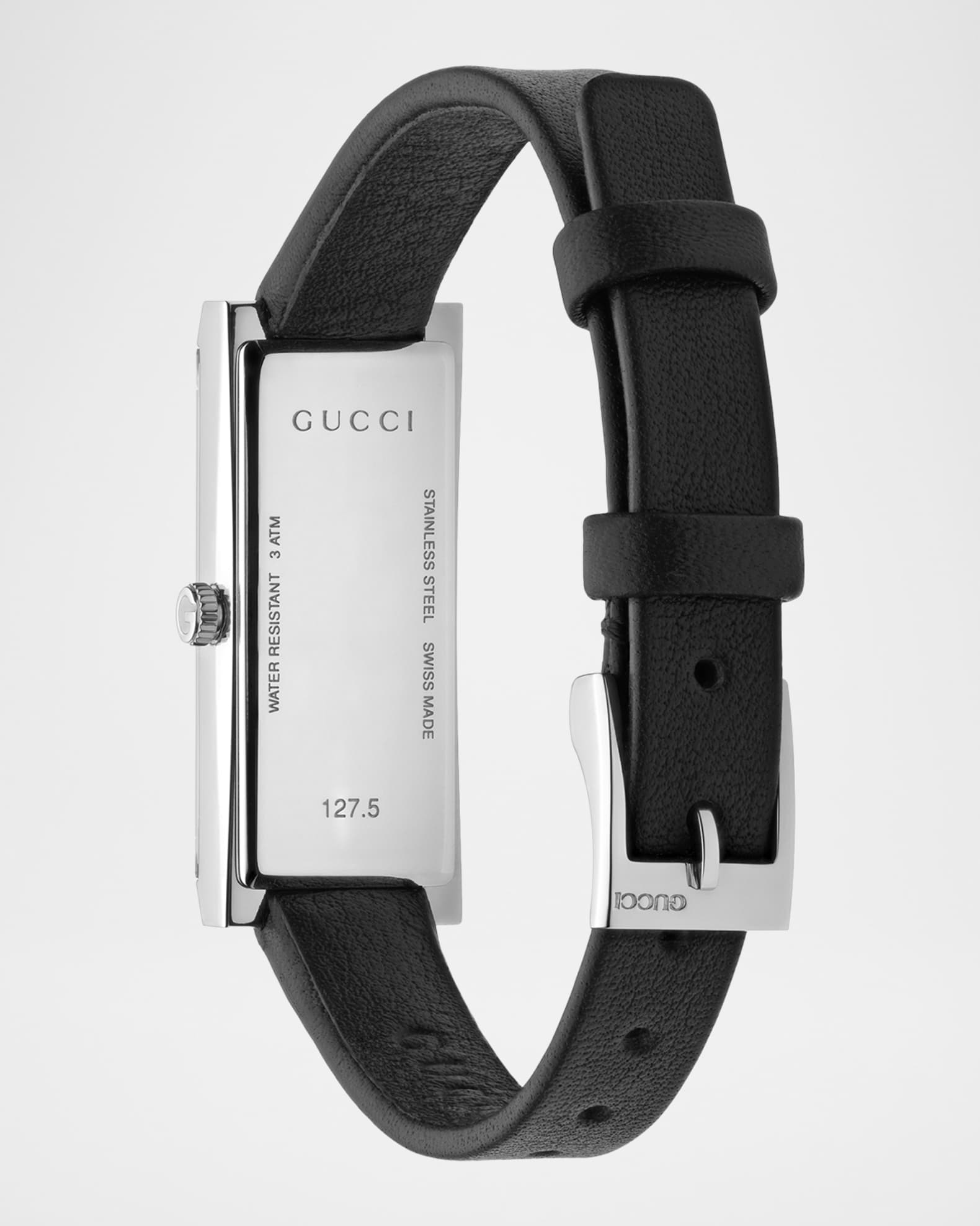 Gucci 14x34mm G-Frame Small Rectangular Watch with Leather Strap