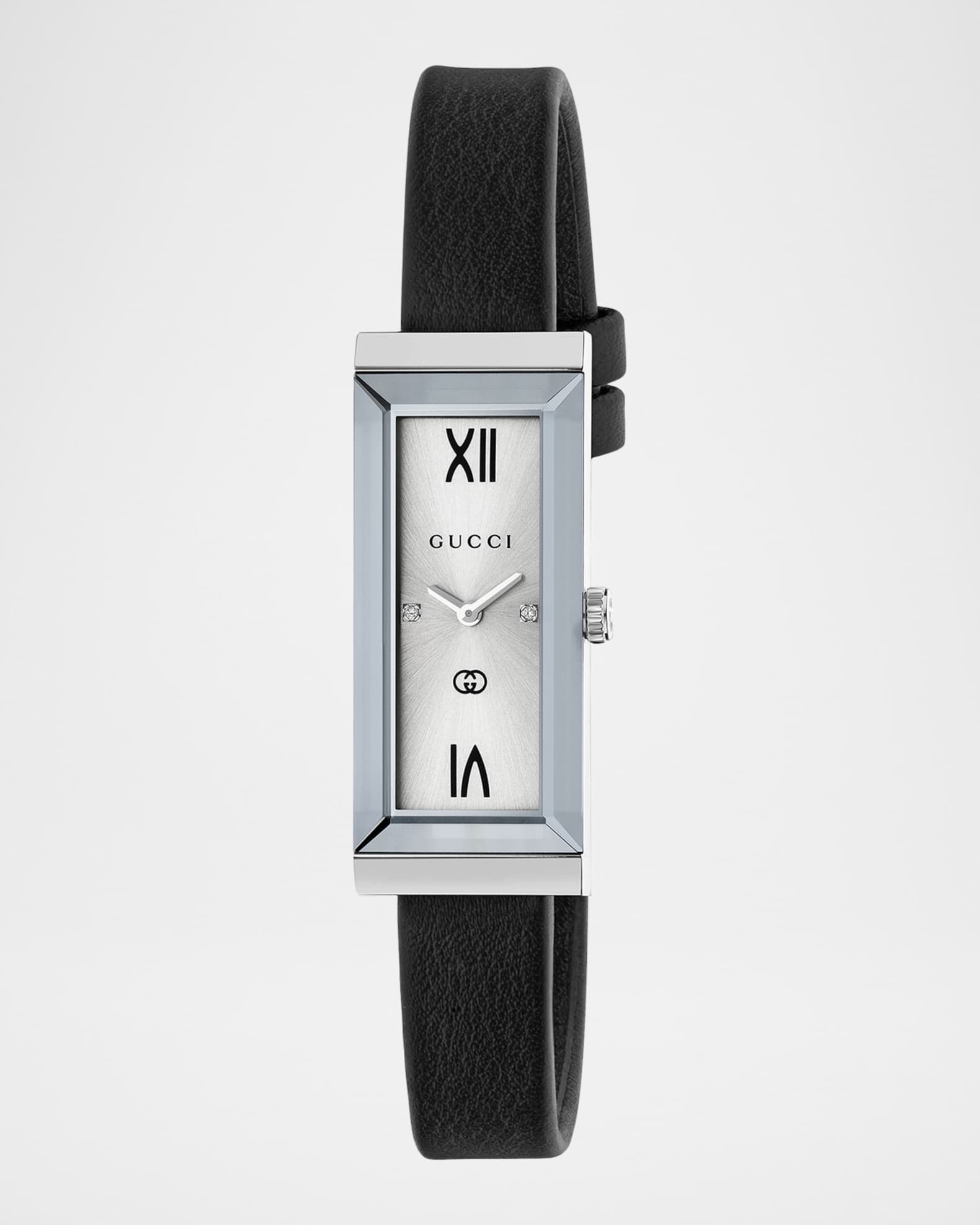 Gucci 14x34mm G-Frame Small Rectangular Watch with Leather Strap