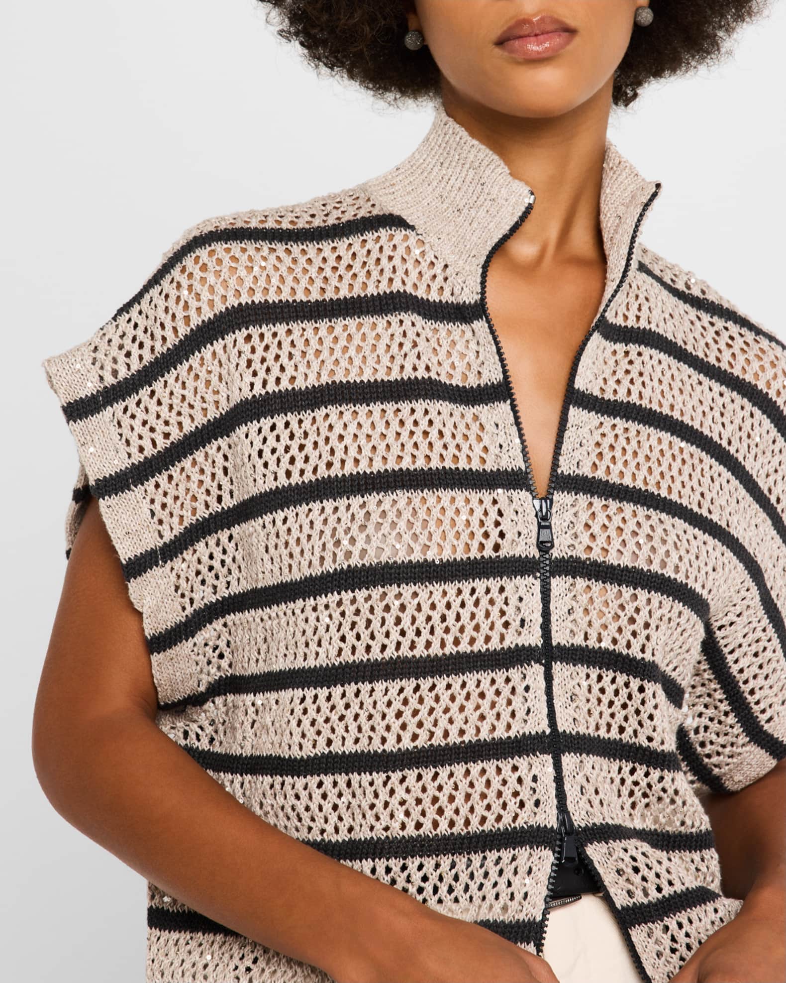 【DISCERNMENT】Roel Short-Sleeved Knit Cardigan Nova Pointelle Short Sleeve Cardigan | Splendid