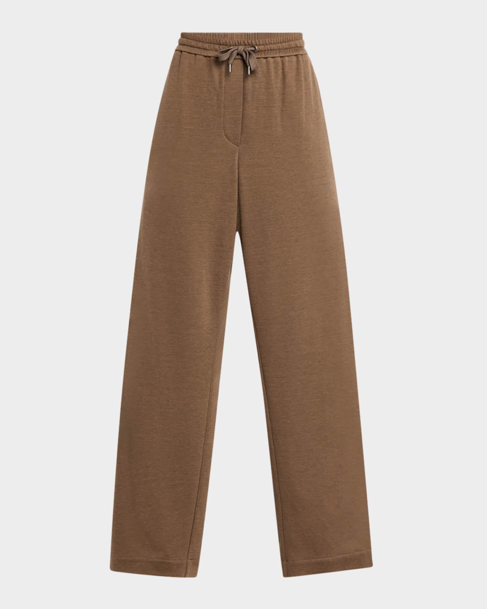 Brunello Cucinelli Cotton-Silk Spa Wide-Leg Travel Pants