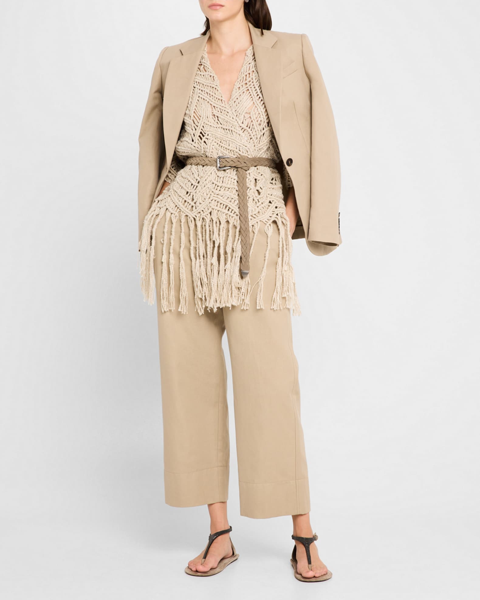 Brunello Cucinelli Cotton Linen Twill Single-Breasted Blazer