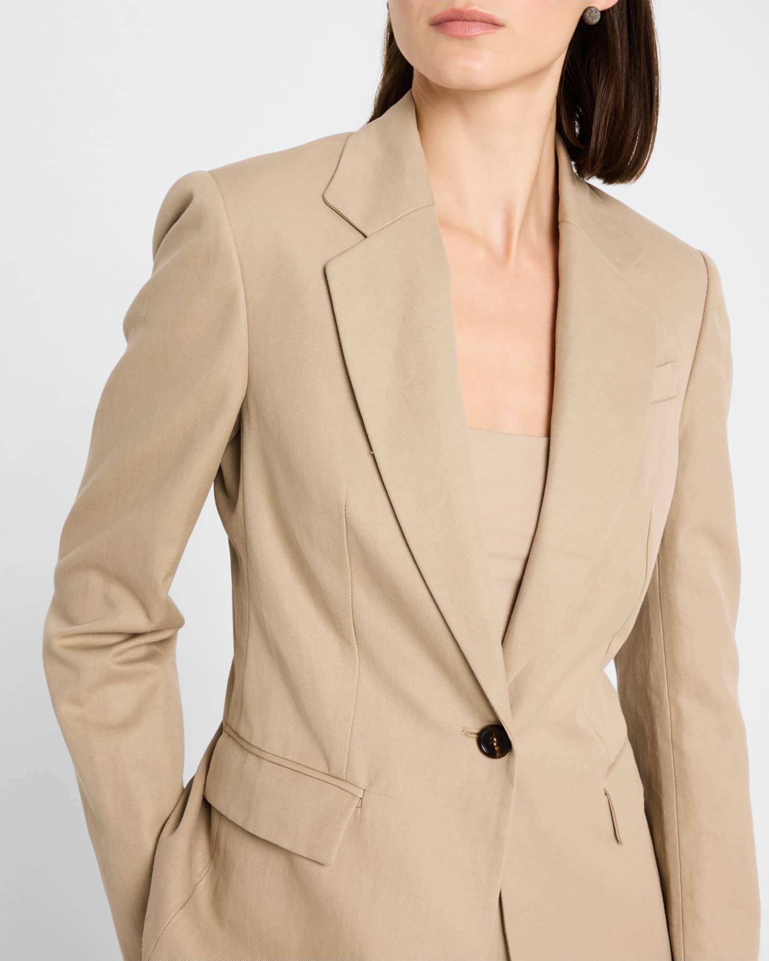 Brunello Cucinelli Cotton Linen Twill Single-Breasted Blazer