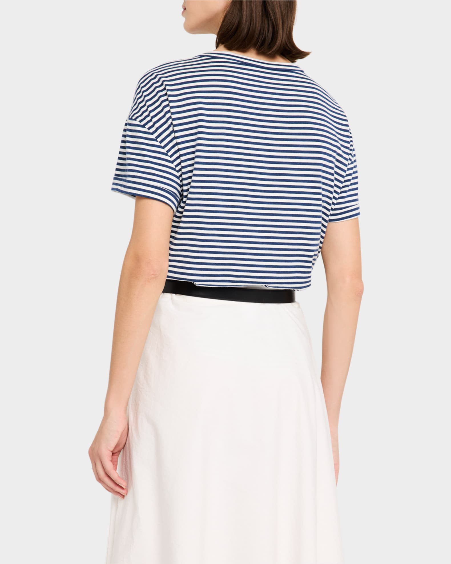 【関税&送料込】Brunello Cucinelli Striped Crop T-Shirt Brunello Cucinelli Monili Pocket Striped Jersey T-Shirt