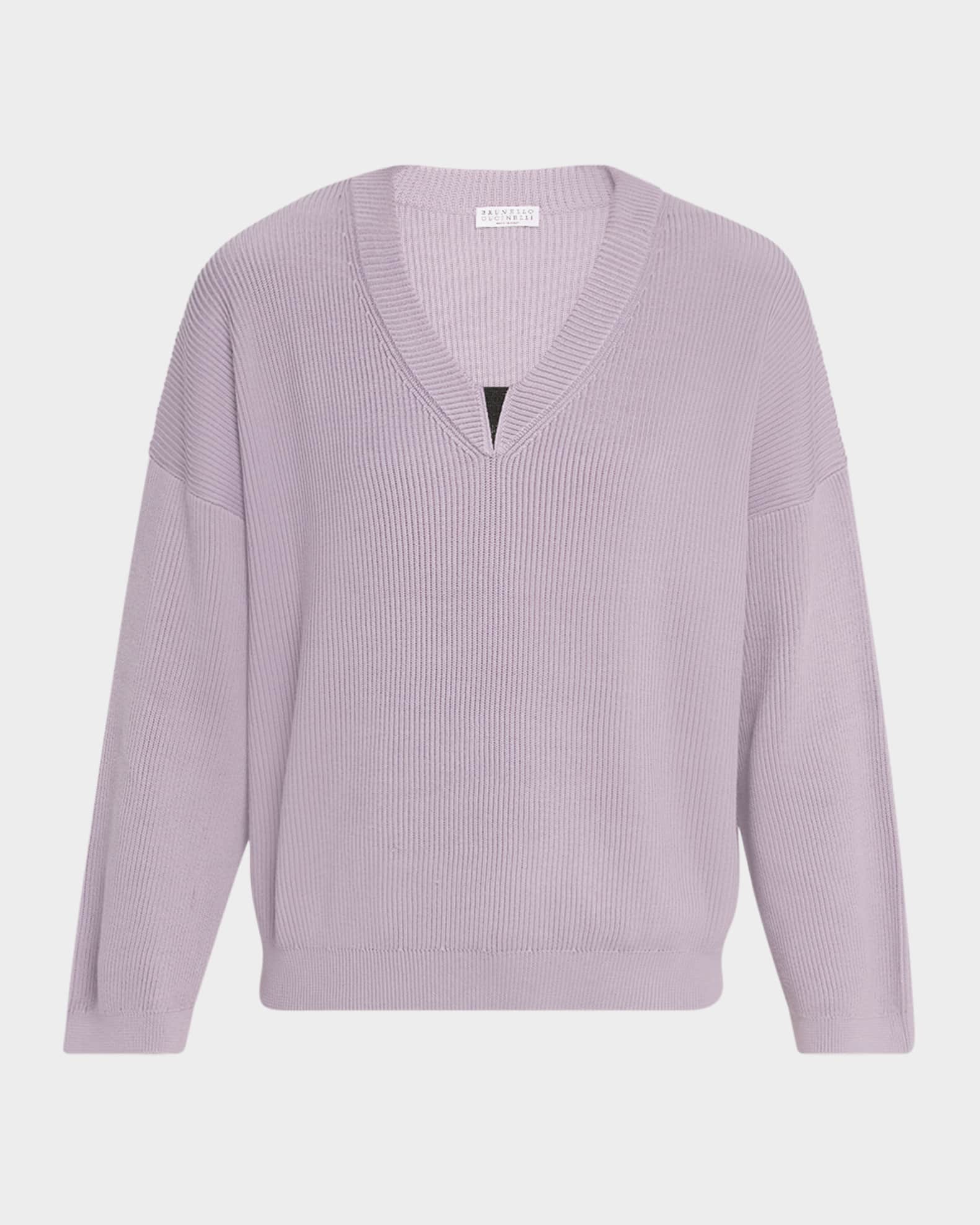Monili V-Neck Cotton Rib Sweater 0
