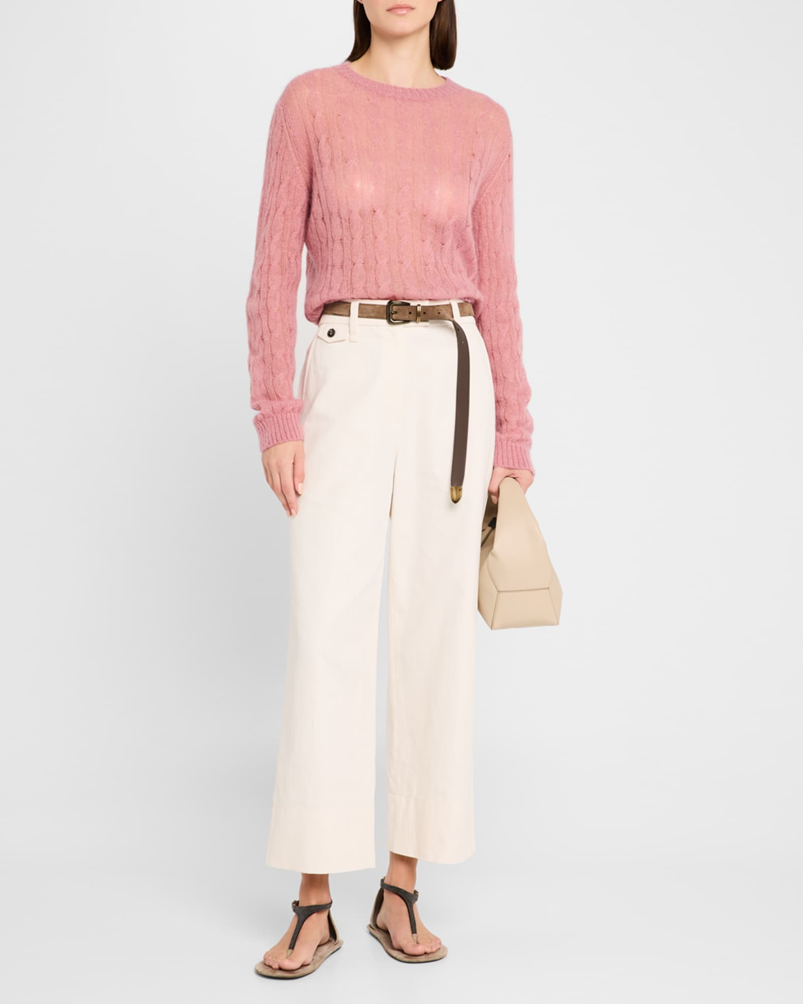 Cotton-Linen Wide-Leg Crop Chino Pants 1