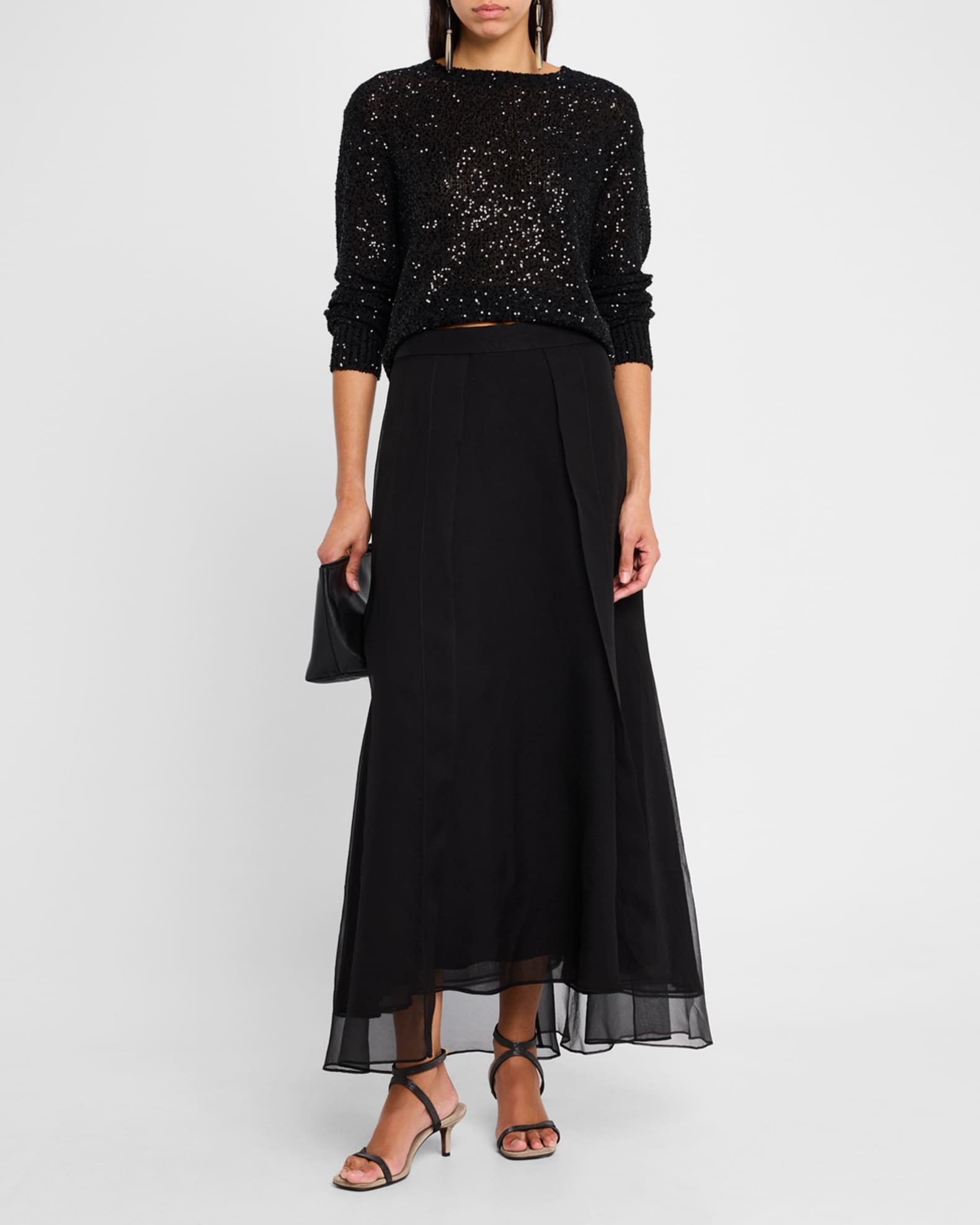 スカート BRUNELLO CUCINELLI CRISPY SILK PANELED CIRCLE SKIRT Brunello Cucinelli Crispy Silk Paneled Circle Skirt | Saks