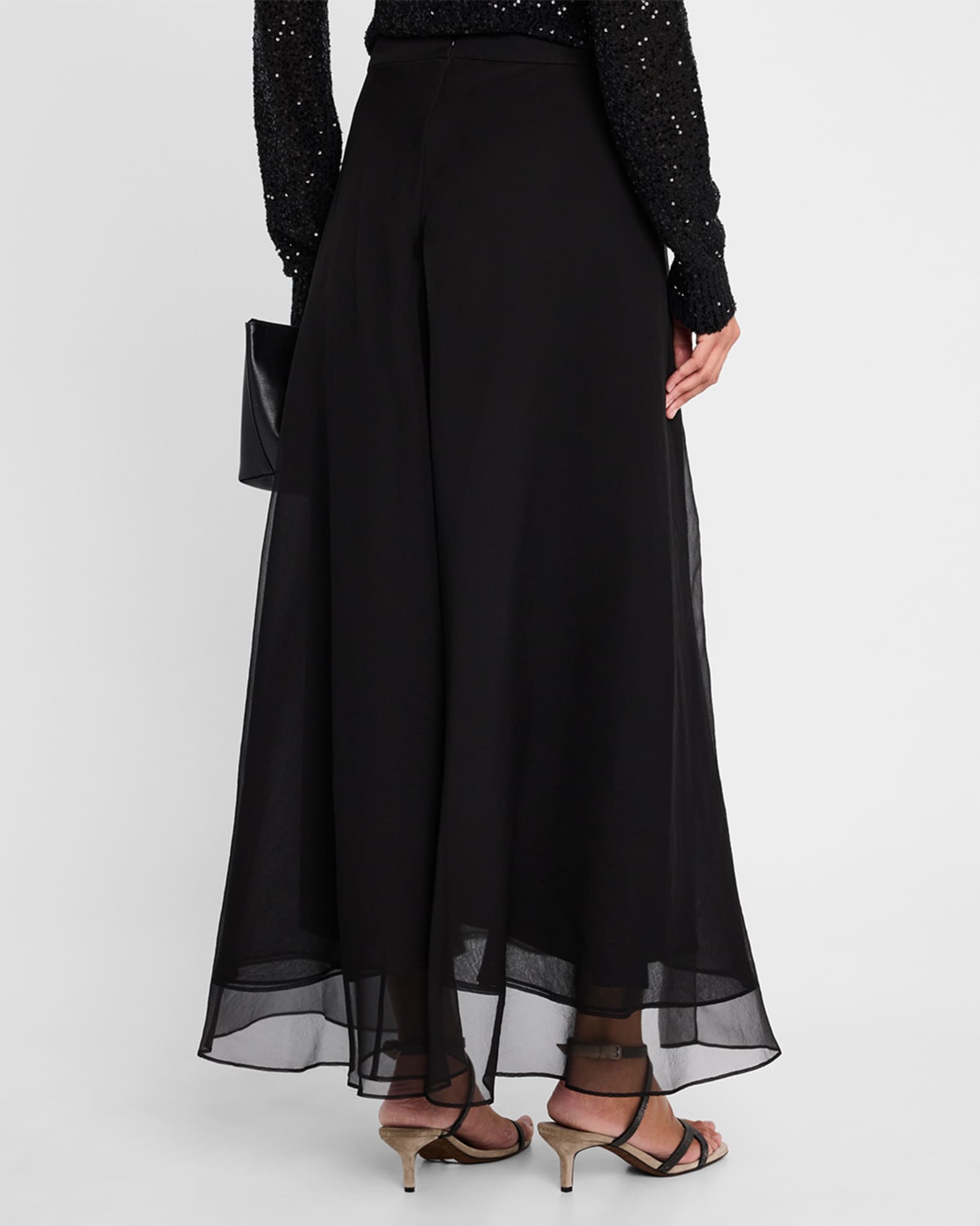 スカート BRUNELLO CUCINELLI 'Paneled Circle' skirt (MF940G3810 C101) Paneled Circle skirt for Woman in Black | Brunello Cucinelli