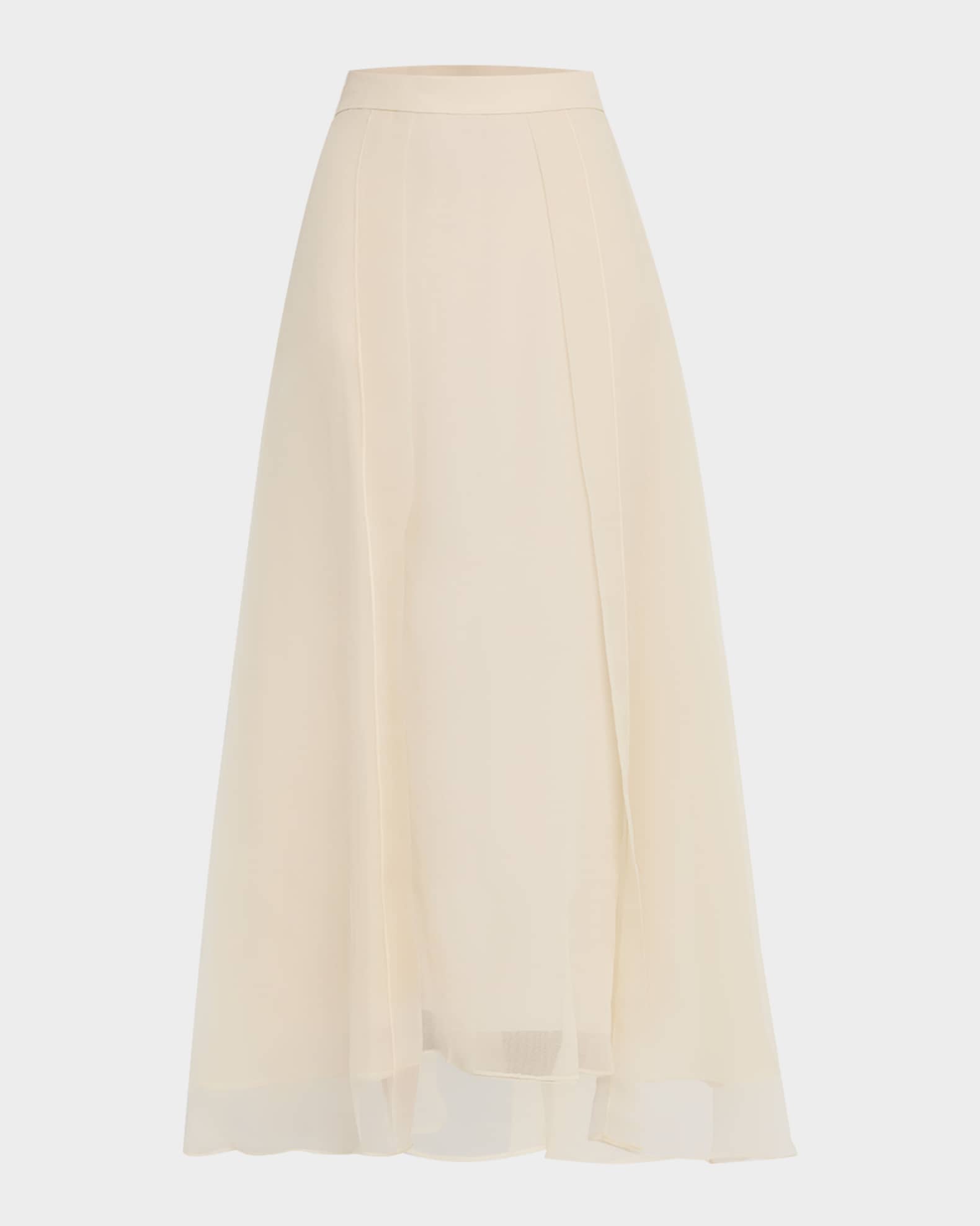 Crispy Silk Paneled Maxi Circle Skirt 0