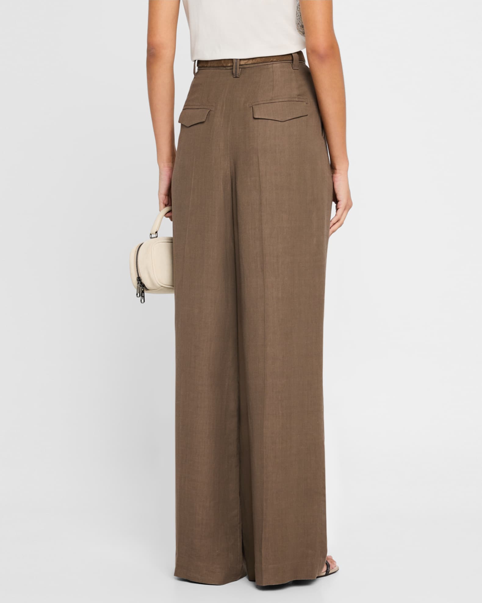 Brunello Cucinelli High Waist Wide Leg Fluid Linen Twill