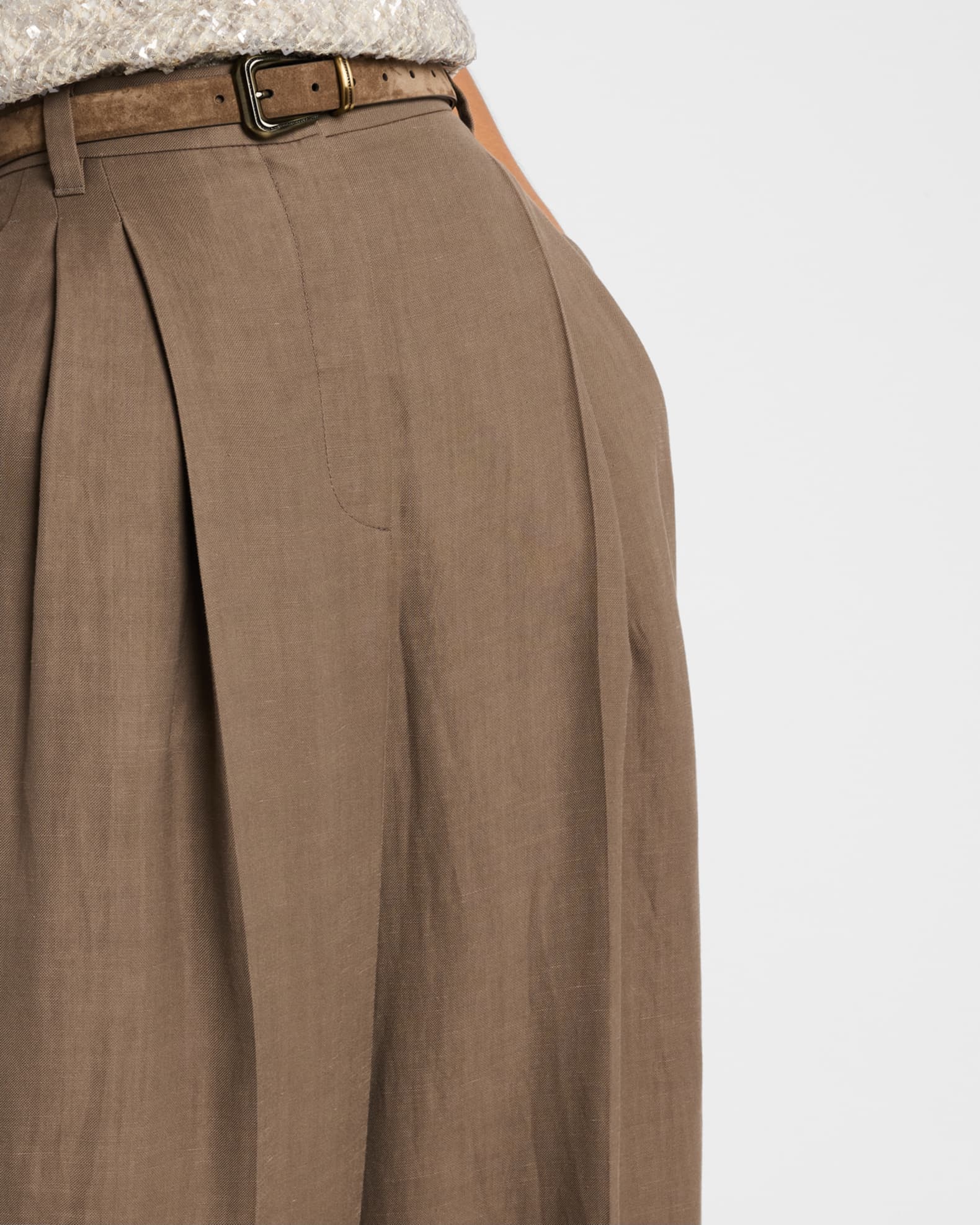 Brunello Cucinelli High Waist Wide Leg Fluid Linen Twill