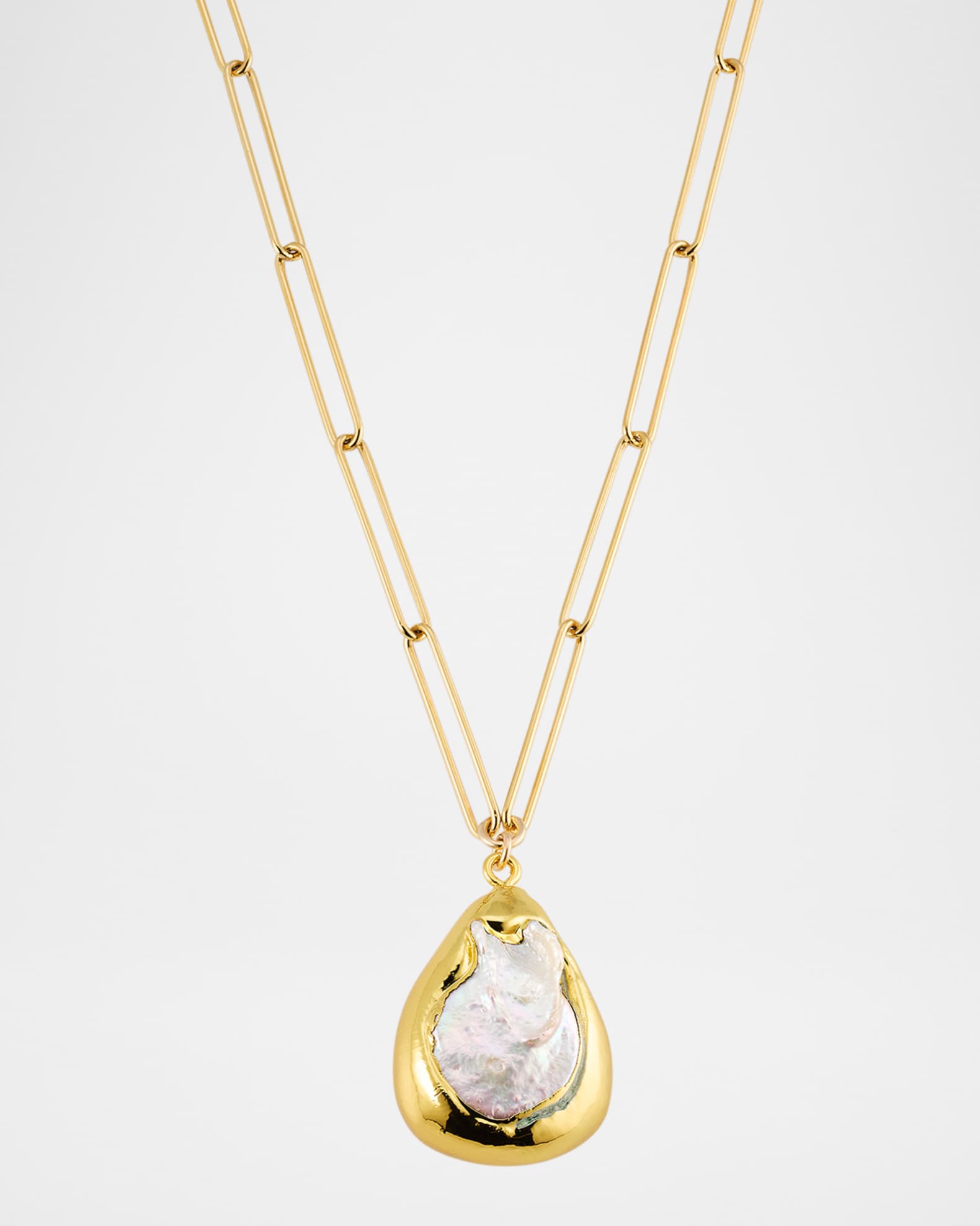 Bezel-Set Freshwater Pearl Pendant Necklace 0