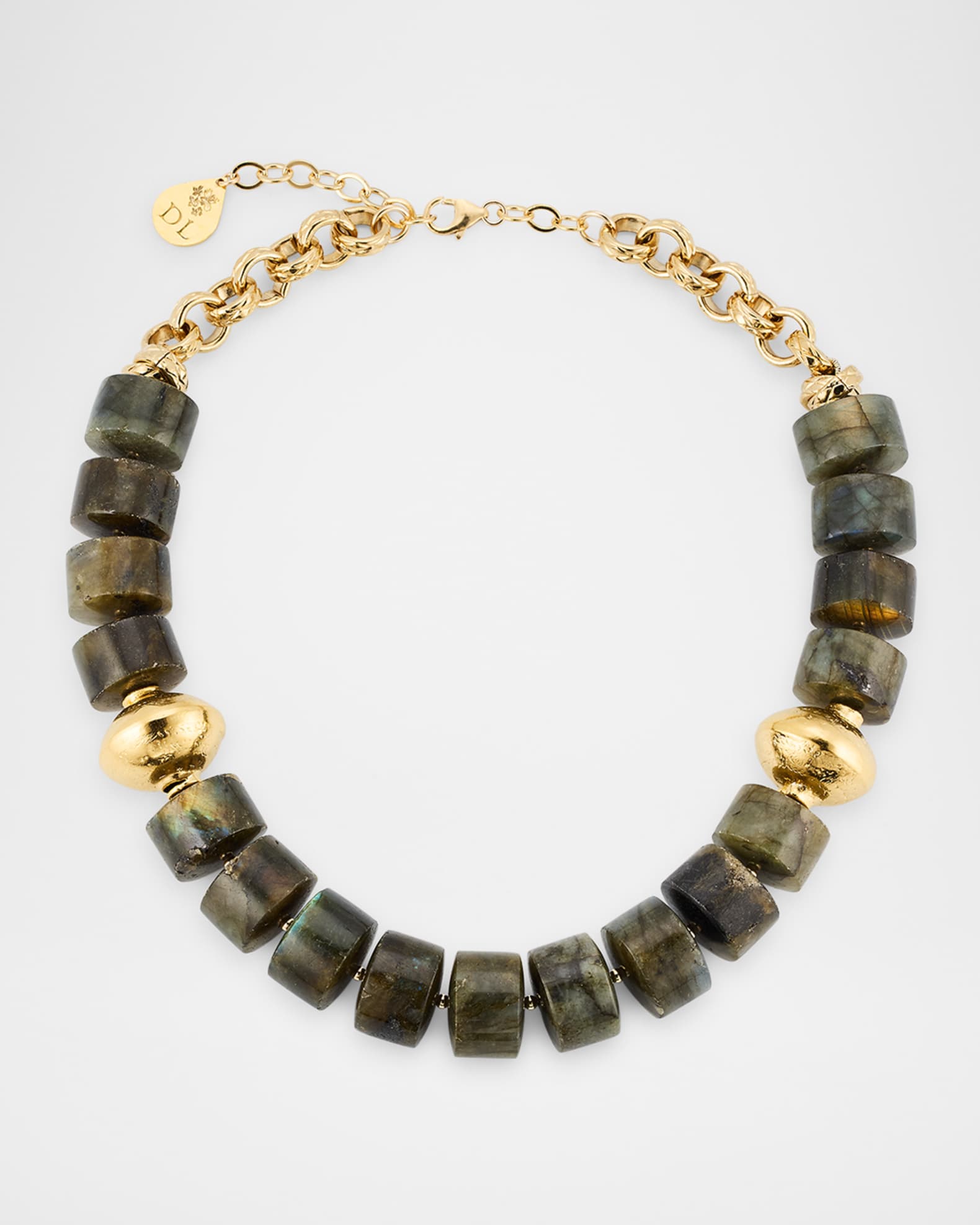 Labradorite and Gold Accent Beaded Choker Necklace 0