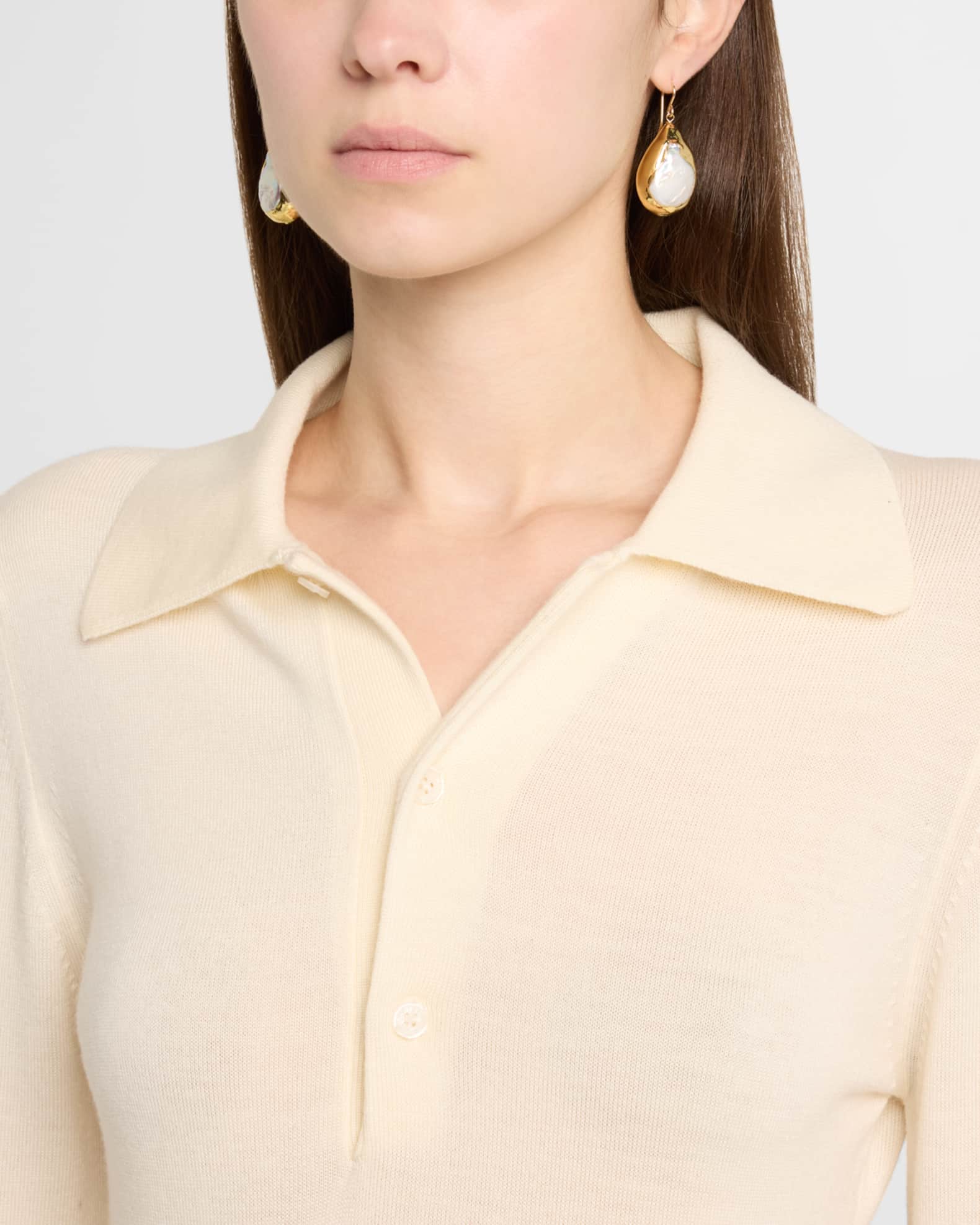 Freshwater Pearl in Gold Bezel Earrings 1