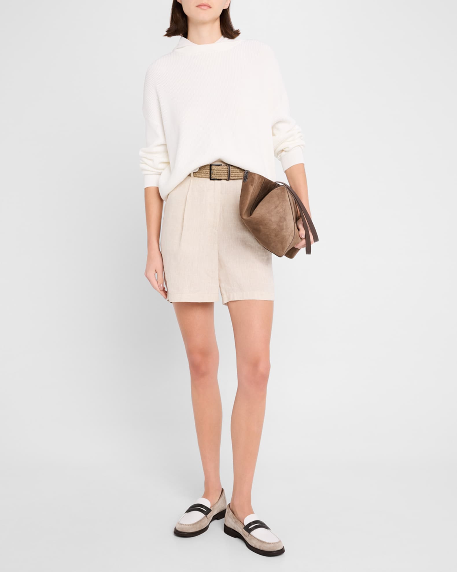 Organza-Hem Knit Hooded Sweater 1