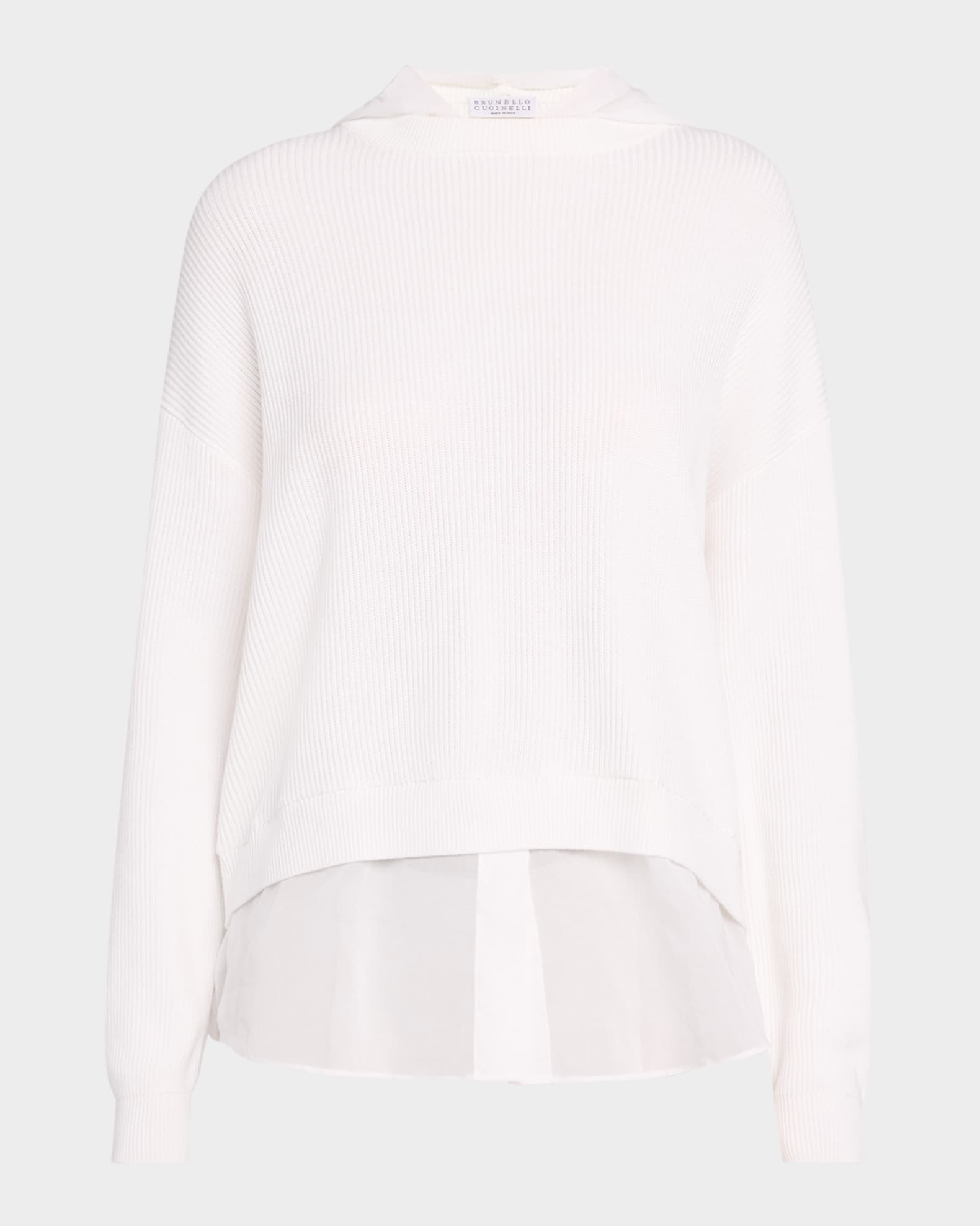 Organza-Hem Knit Hooded Sweater 0