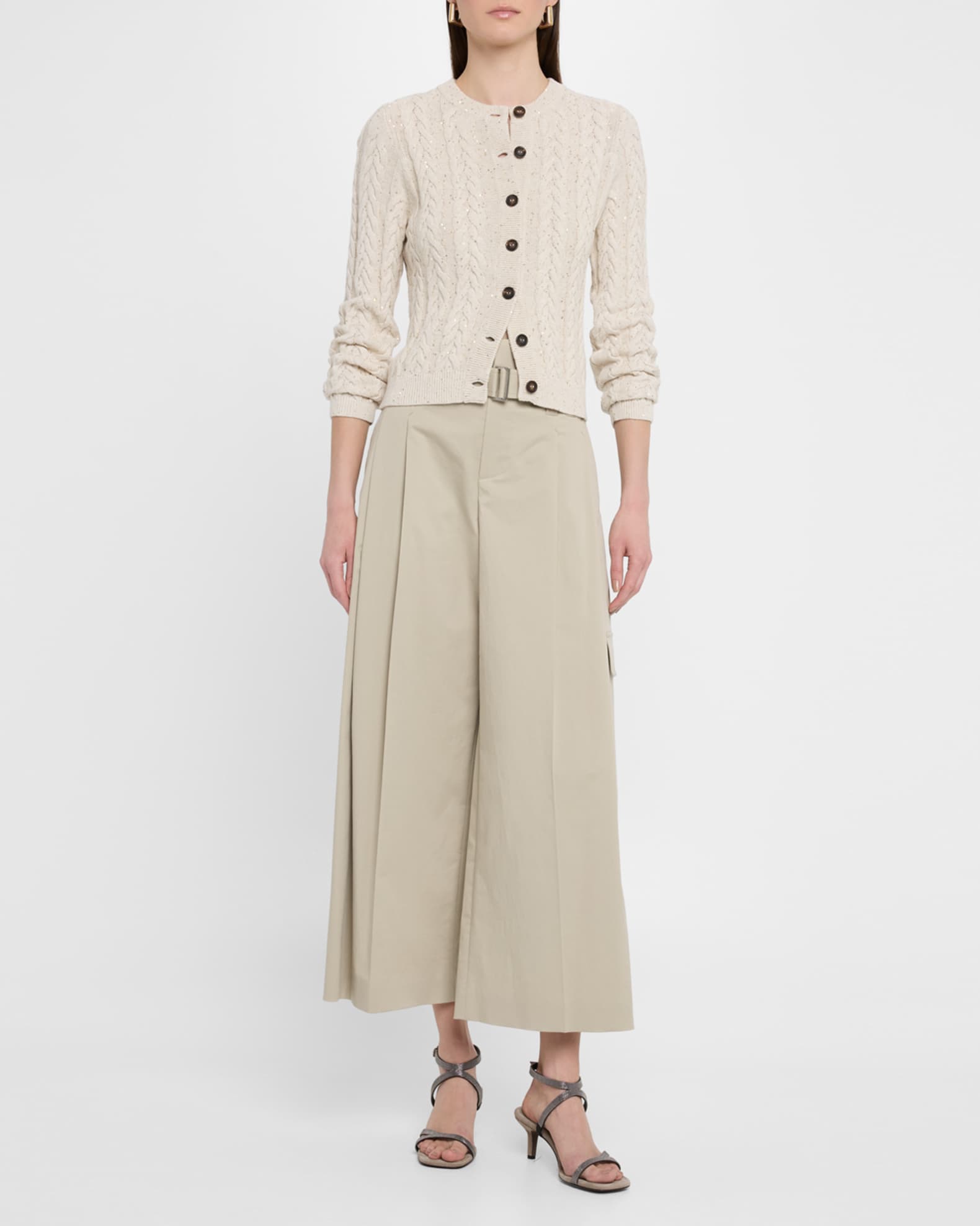 Fitted Cotton Diamante Cardigan 1