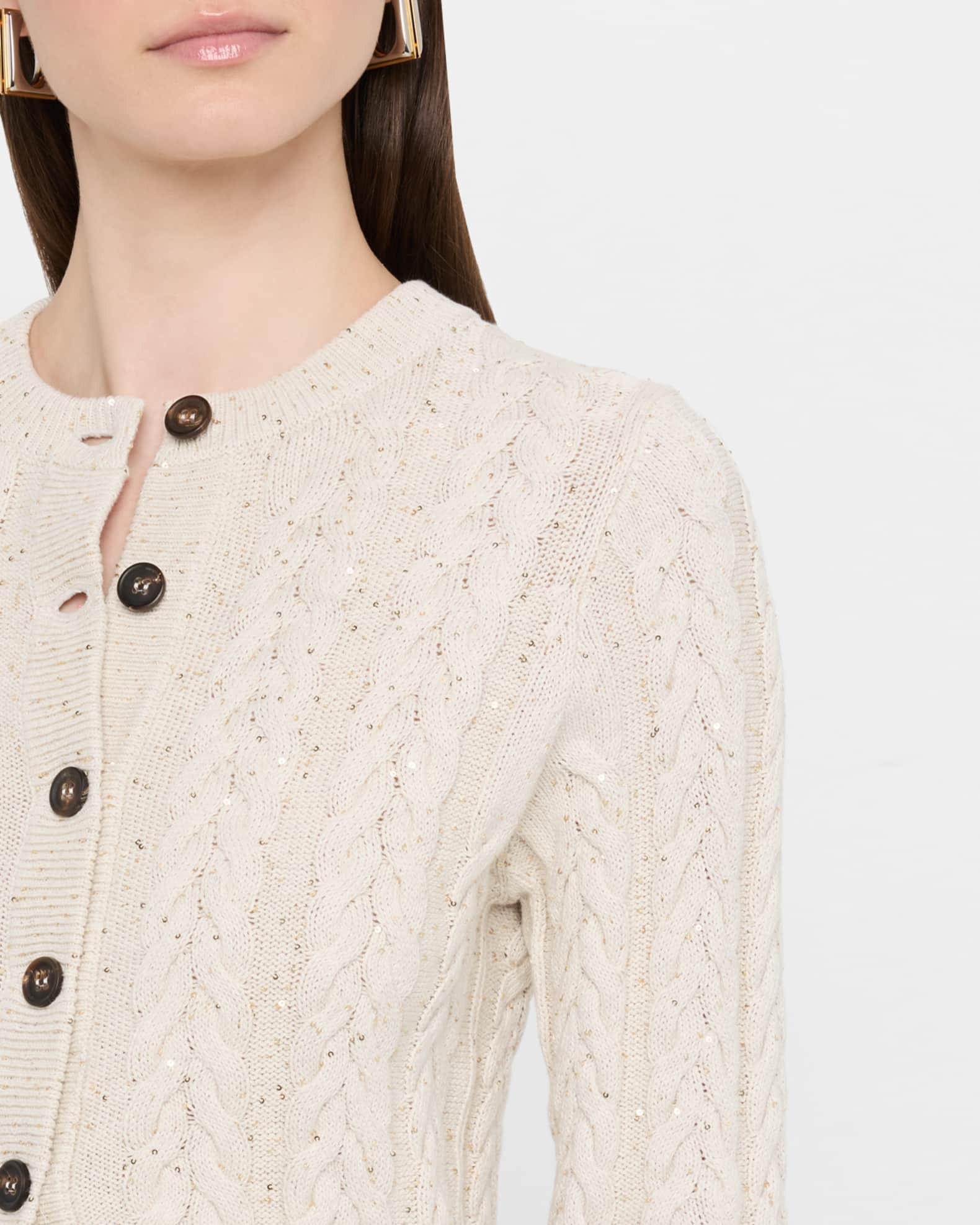 Brunello Cucinelli Fitted Cotton Diamante Cardigan | Neiman