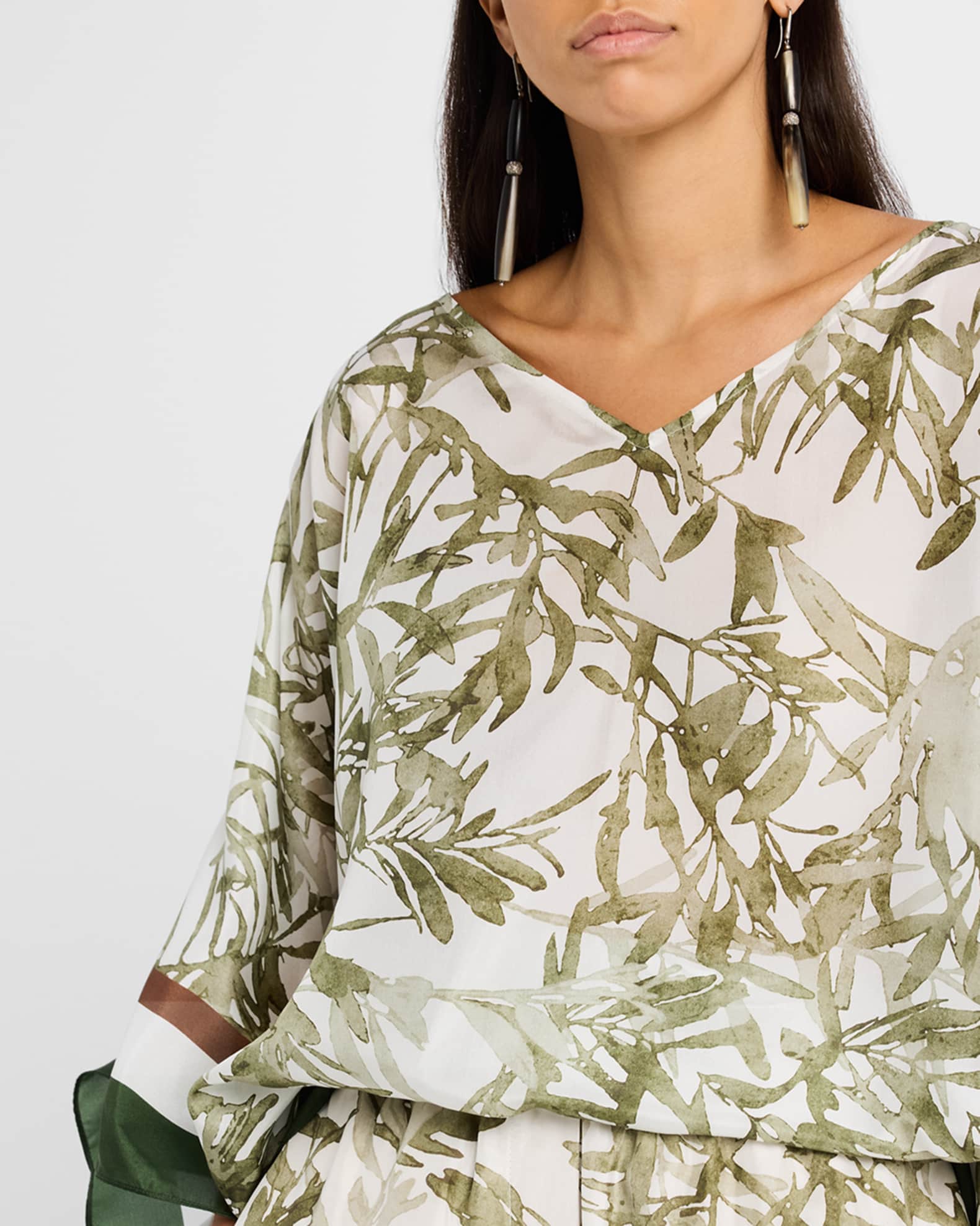 【現金特価】 Cucinelli Brunello Herbarium-Print Marcus Neiman | Poncho Silk ジャケット・アウター