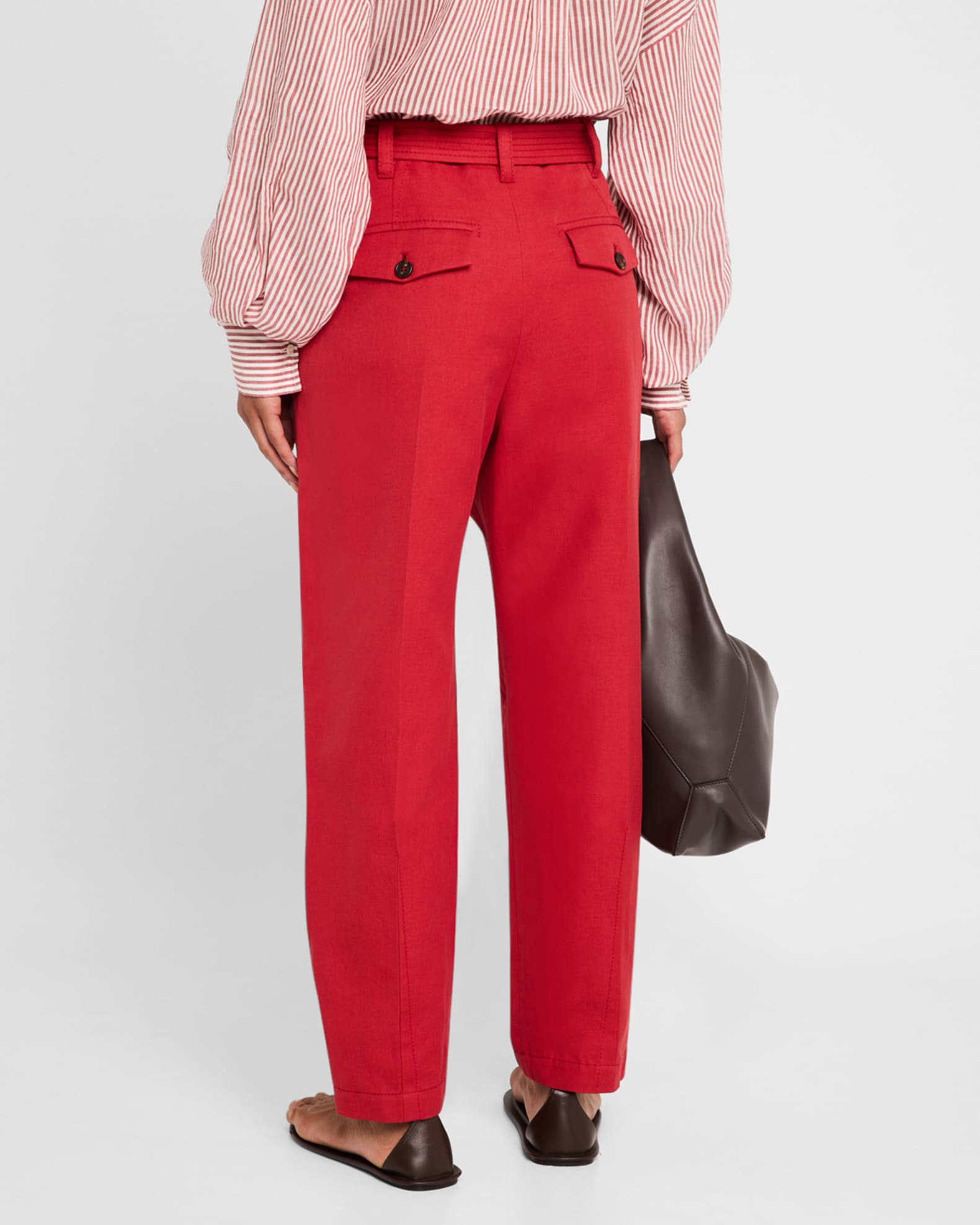 Brunello Cucinelli Pleated Straight-Leg Ankle Chino Pants
