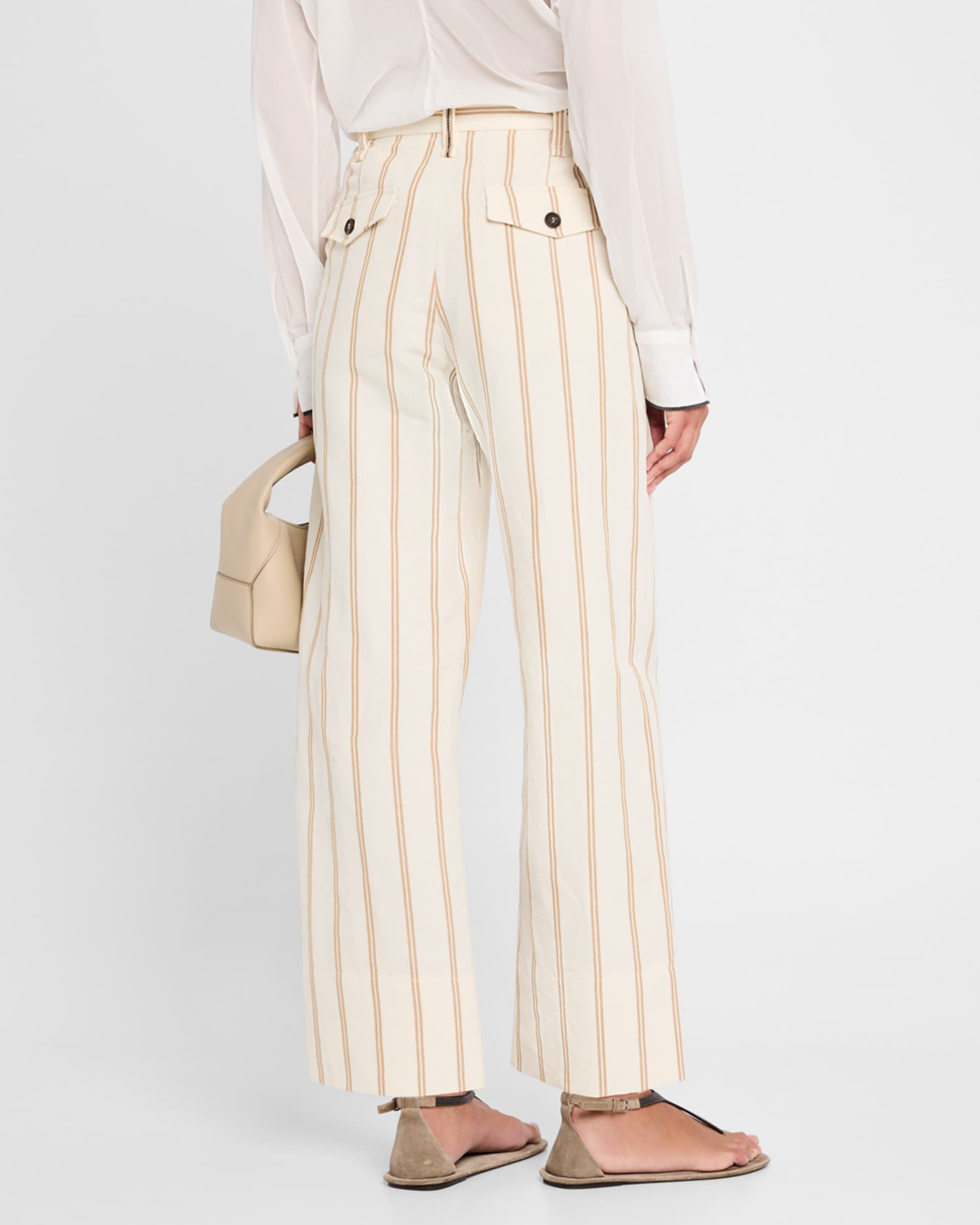Brunello Cucinelli Striped Straight-Leg Crop Chino Pants